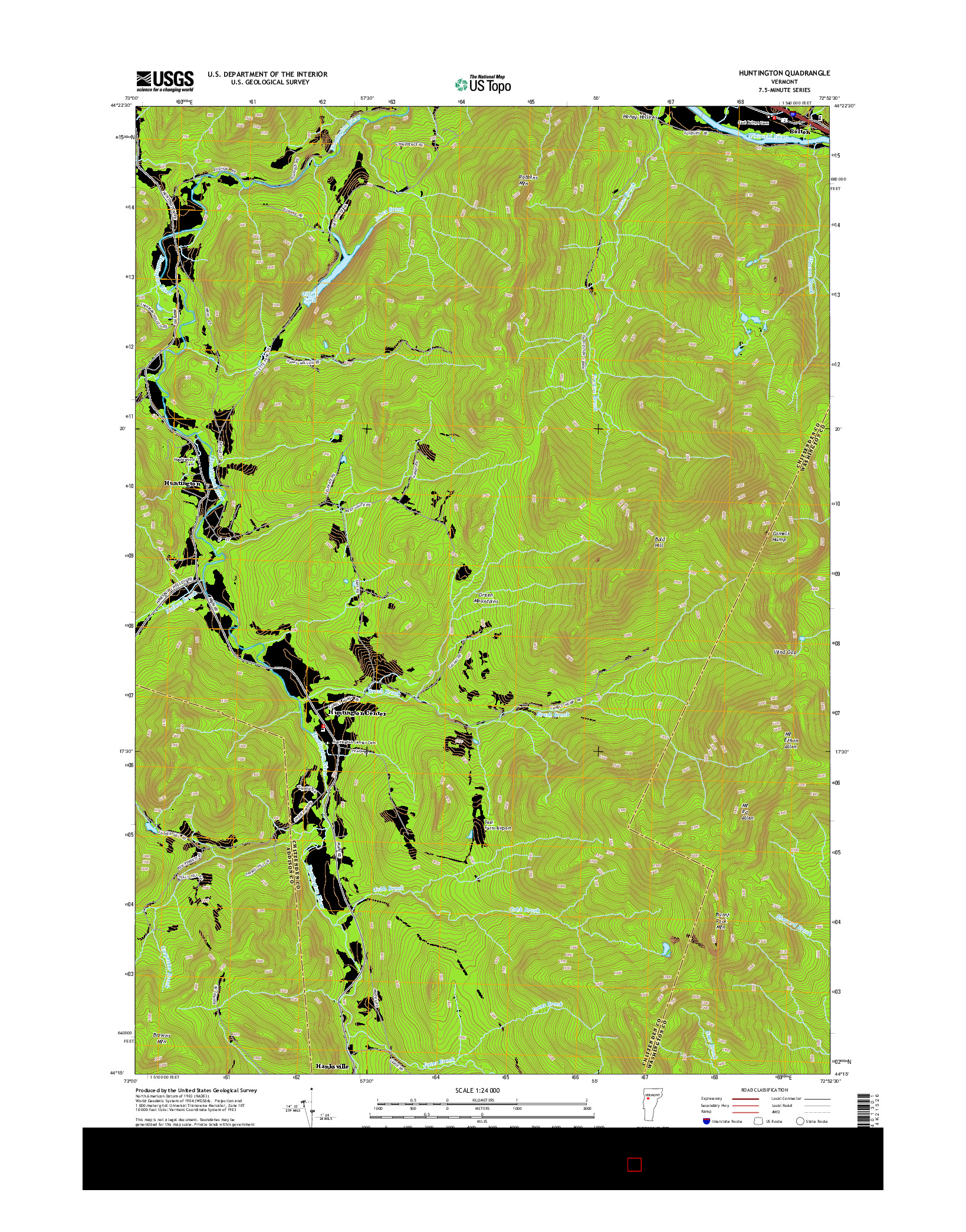 USGS US TOPO 7.5-MINUTE MAP FOR HUNTINGTON, VT 2015