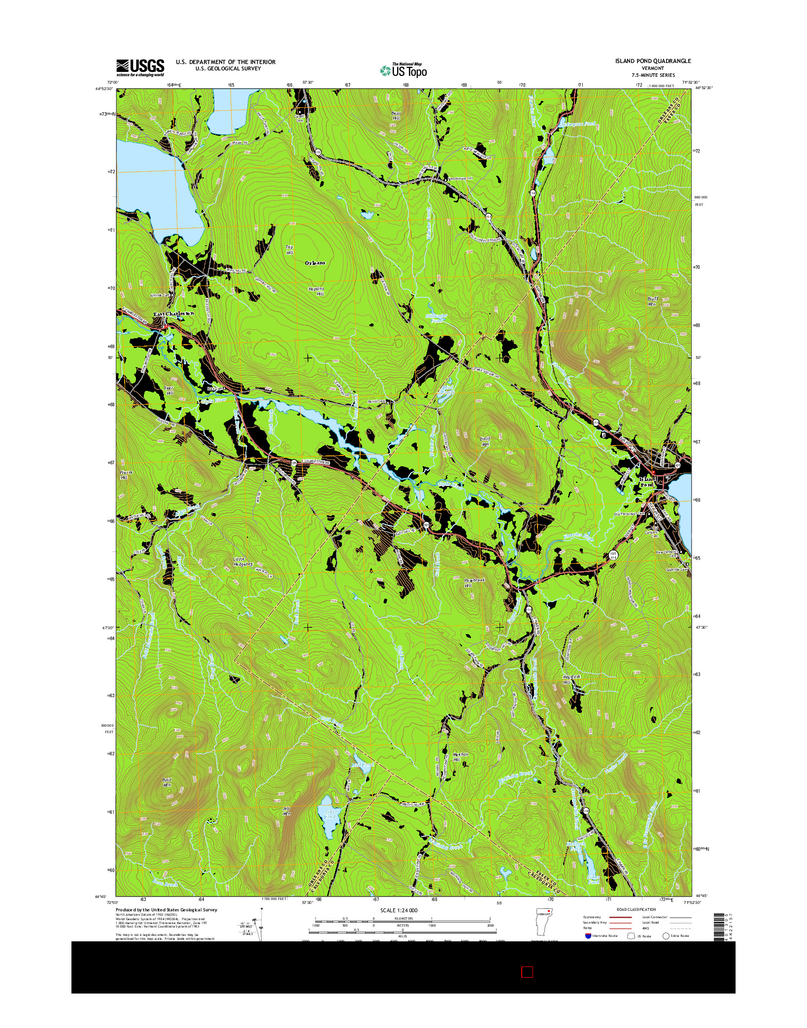 USGS US TOPO 7.5-MINUTE MAP FOR ISLAND POND, VT 2015