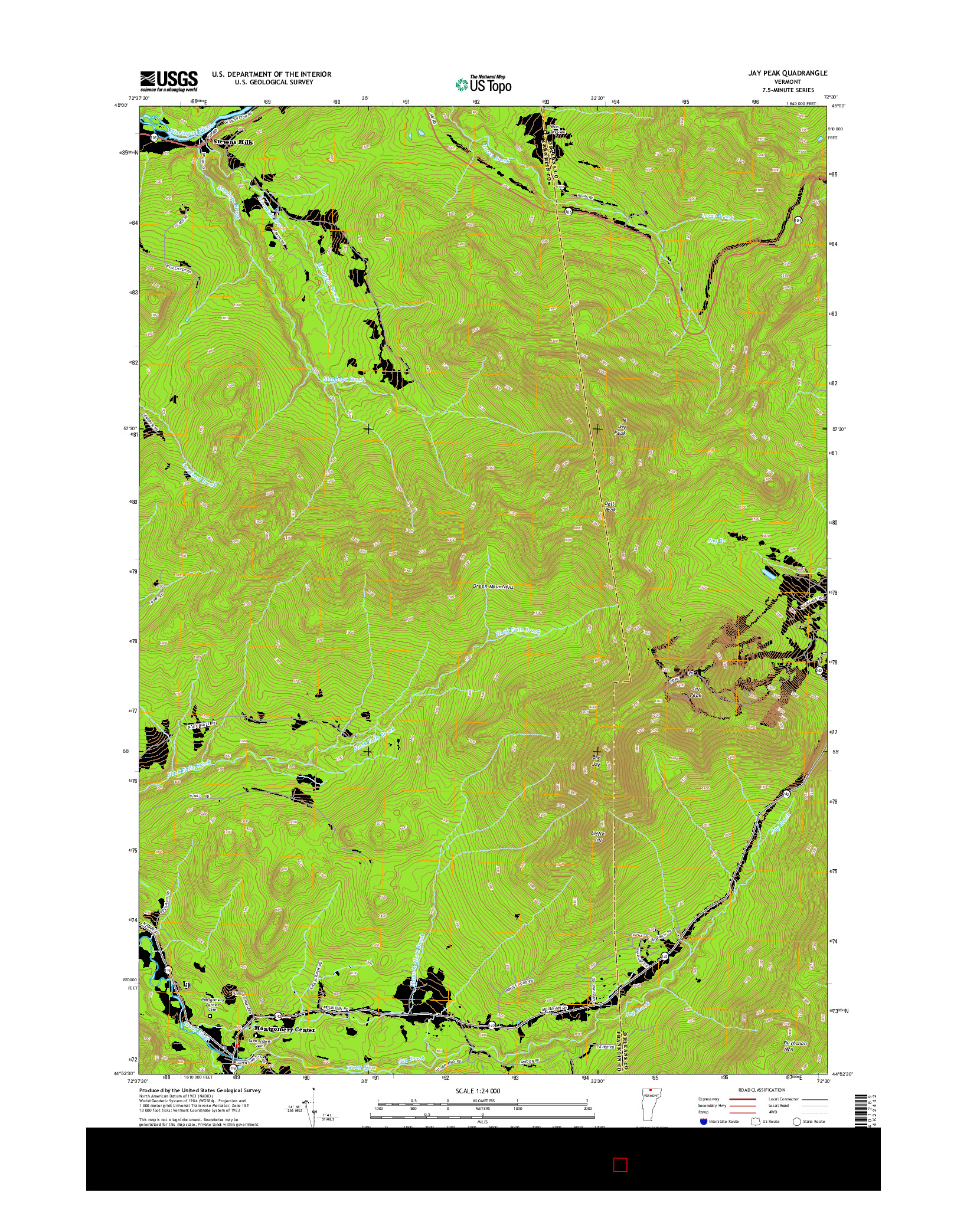 USGS US TOPO 7.5-MINUTE MAP FOR JAY PEAK, VT 2015