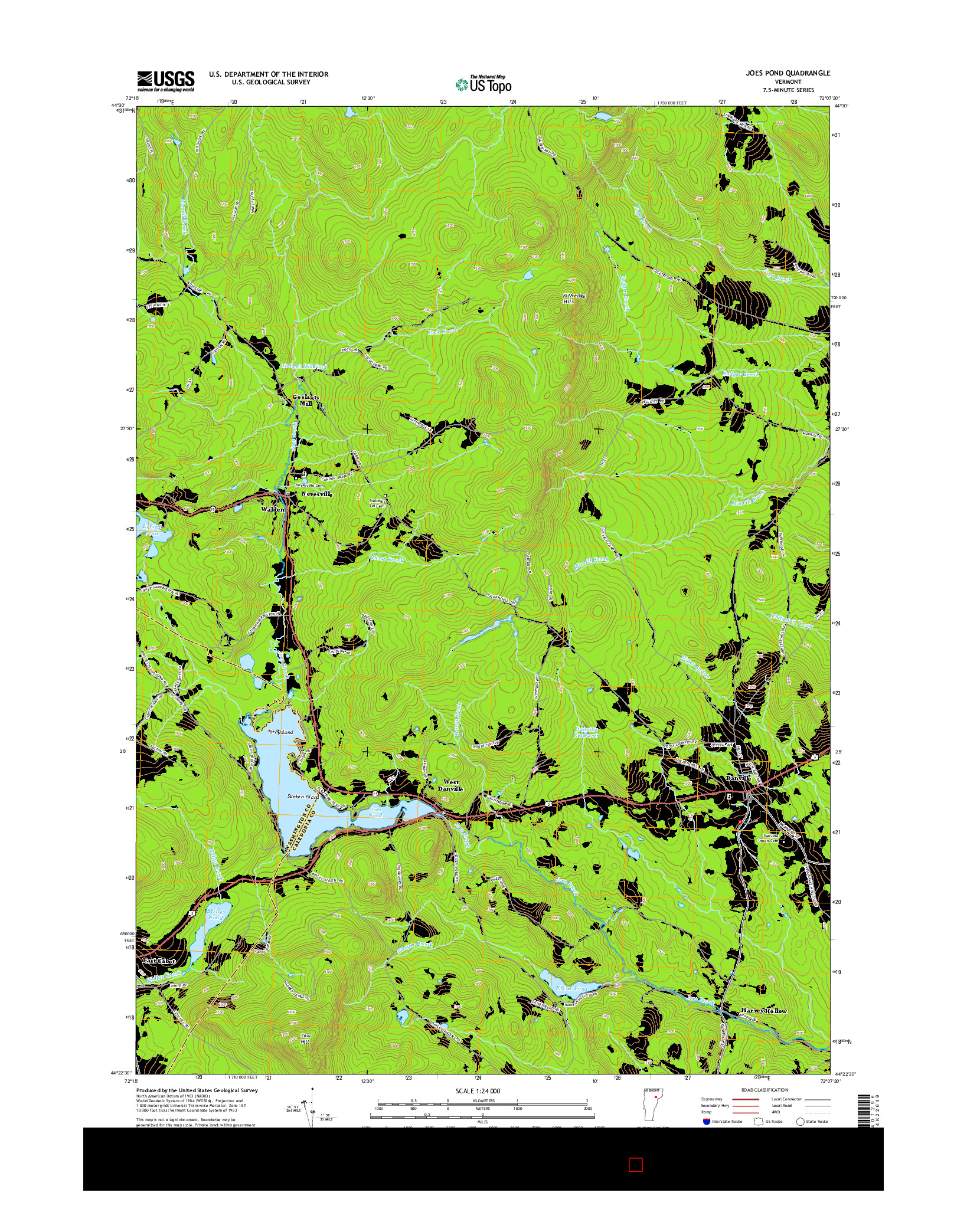 USGS US TOPO 7.5-MINUTE MAP FOR JOES POND, VT 2015
