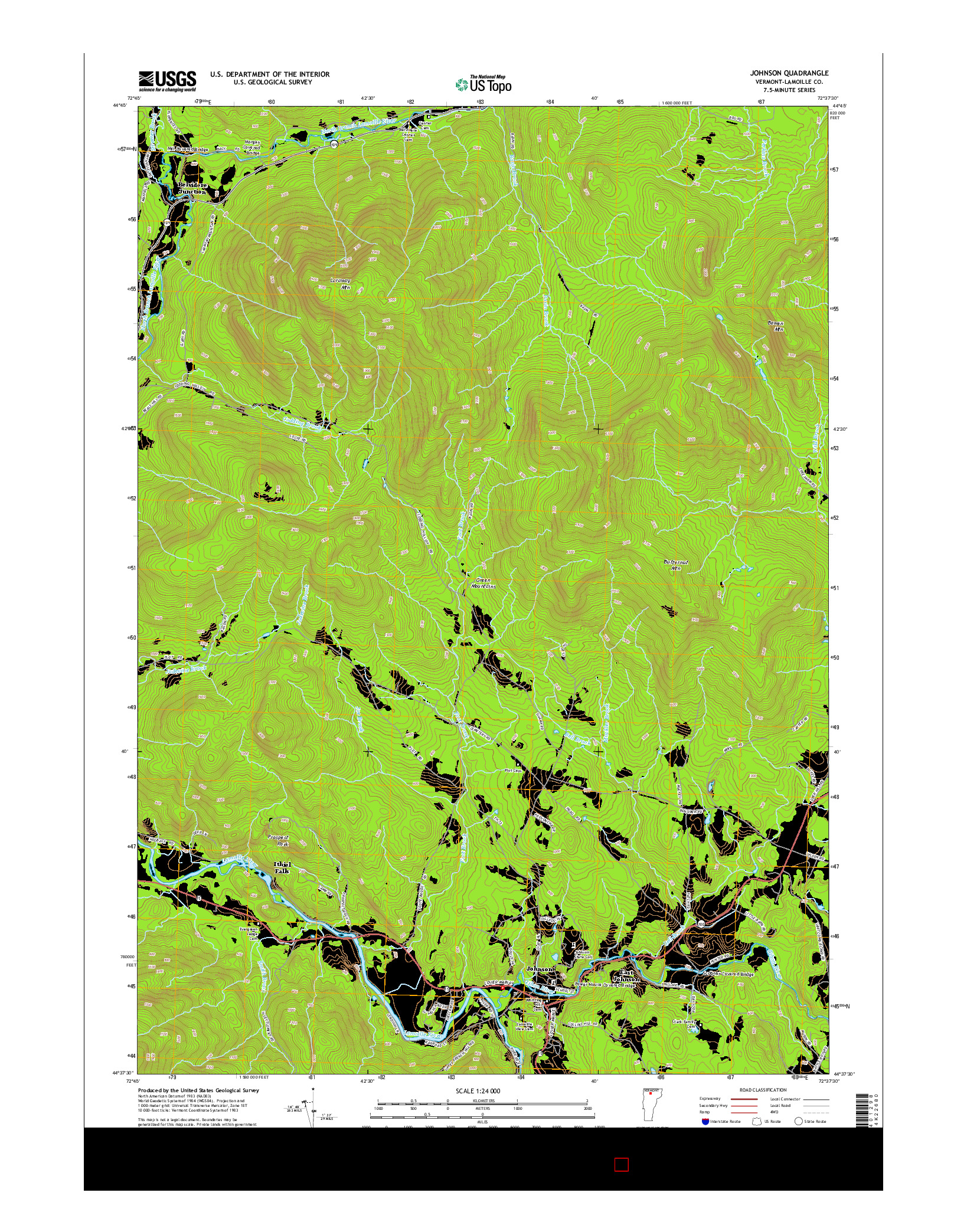 USGS US TOPO 7.5-MINUTE MAP FOR JOHNSON, VT 2015