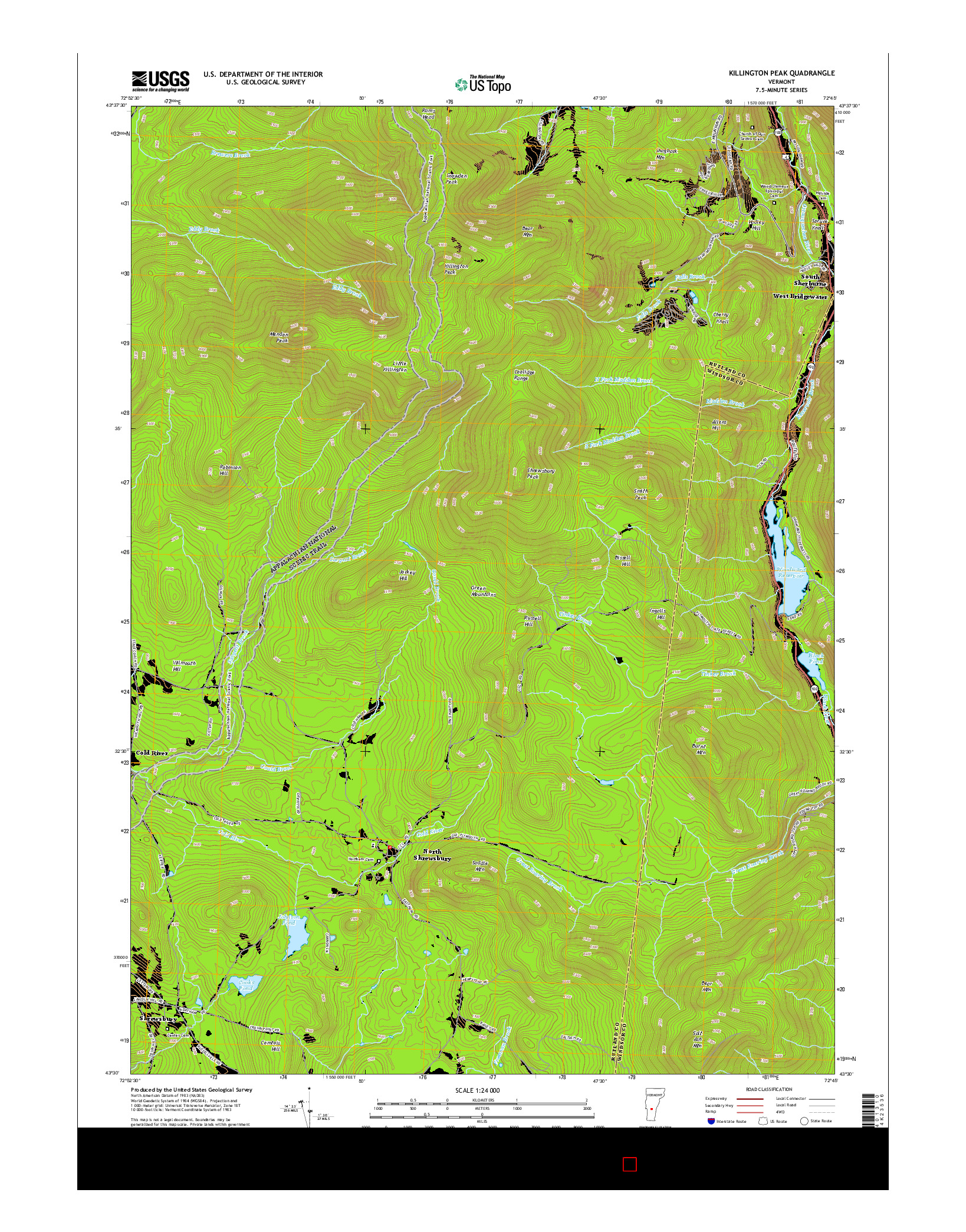 USGS US TOPO 7.5-MINUTE MAP FOR KILLINGTON PEAK, VT 2015