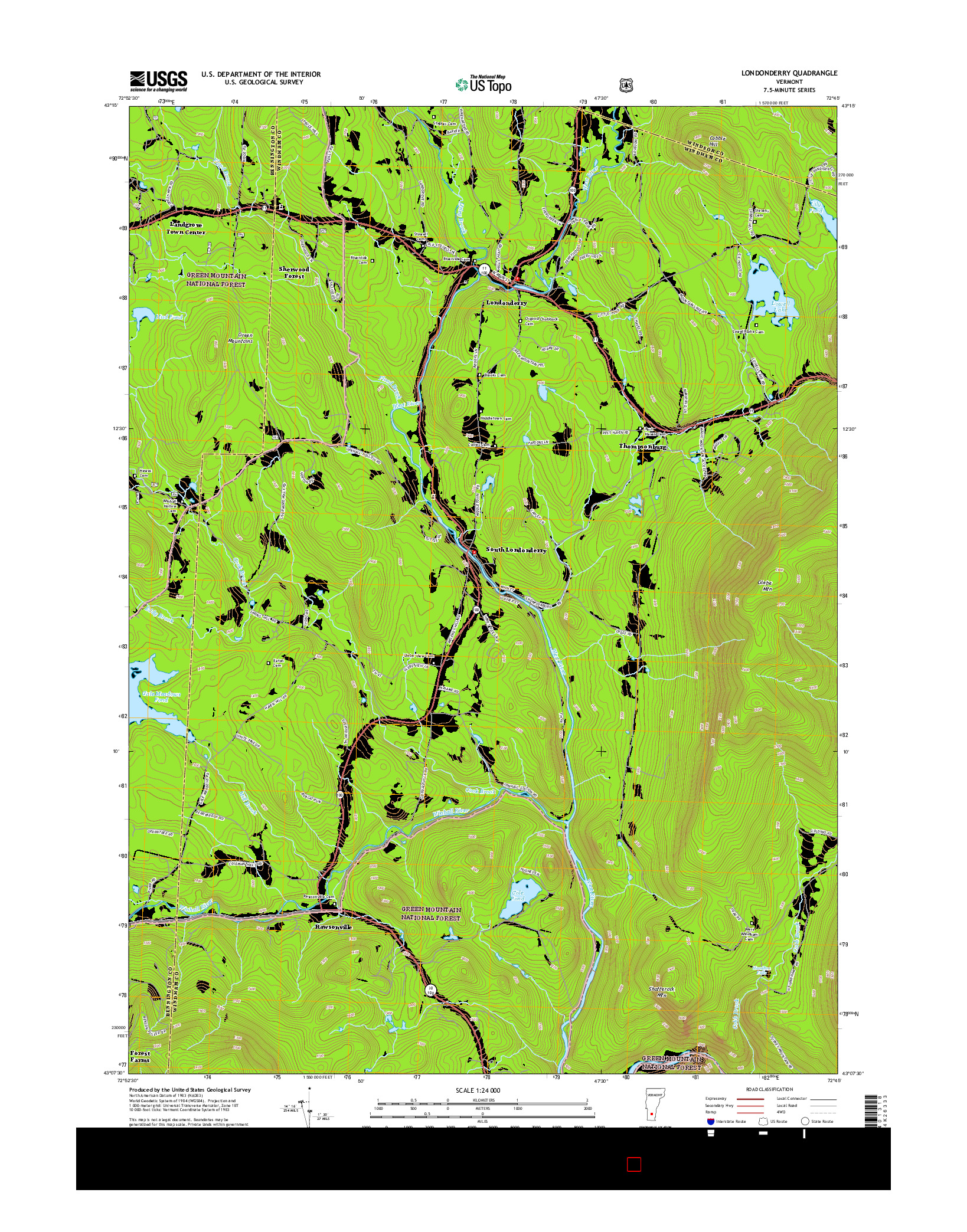 USGS US TOPO 7.5-MINUTE MAP FOR LONDONDERRY, VT 2015