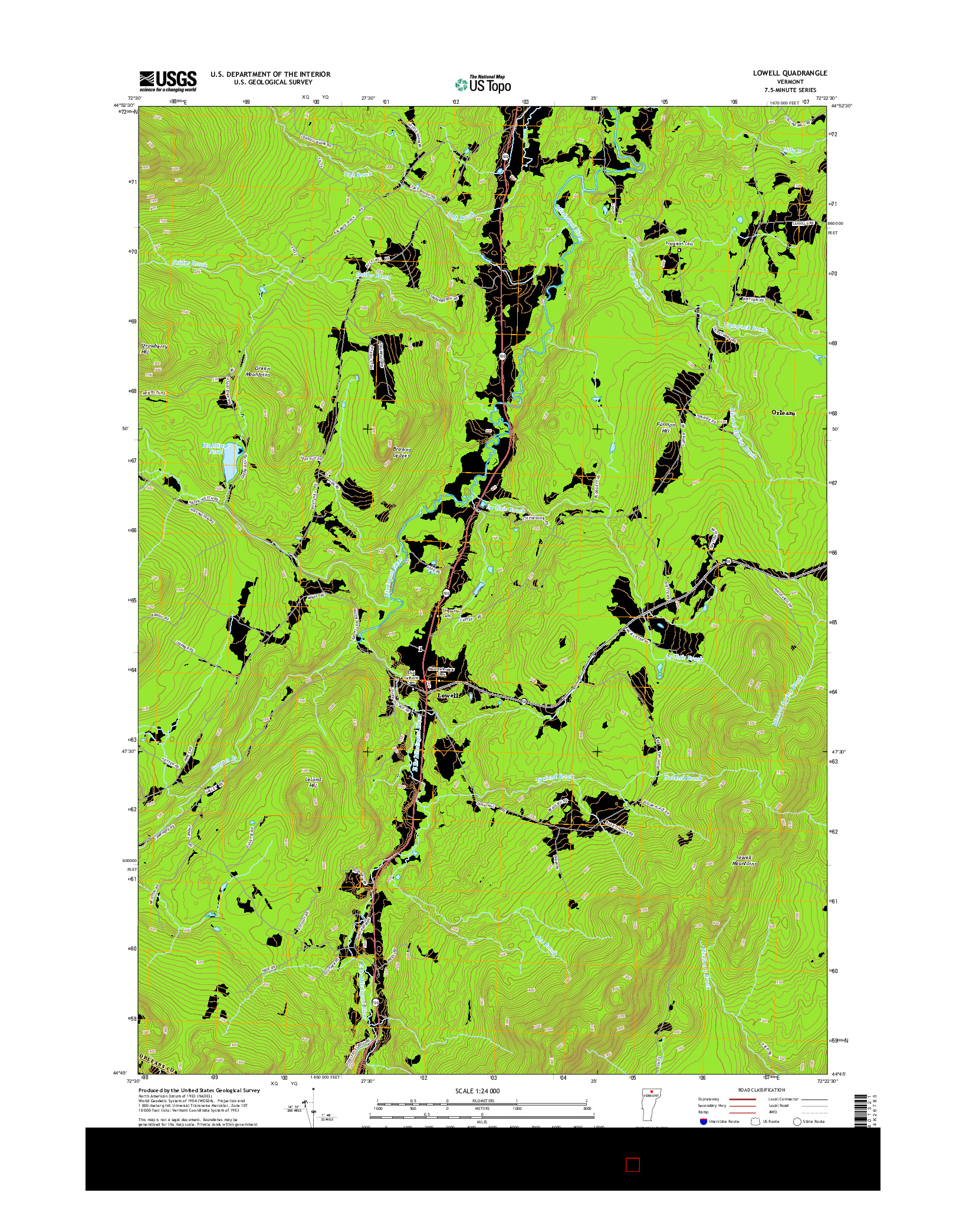 USGS US TOPO 7.5-MINUTE MAP FOR LOWELL, VT 2015