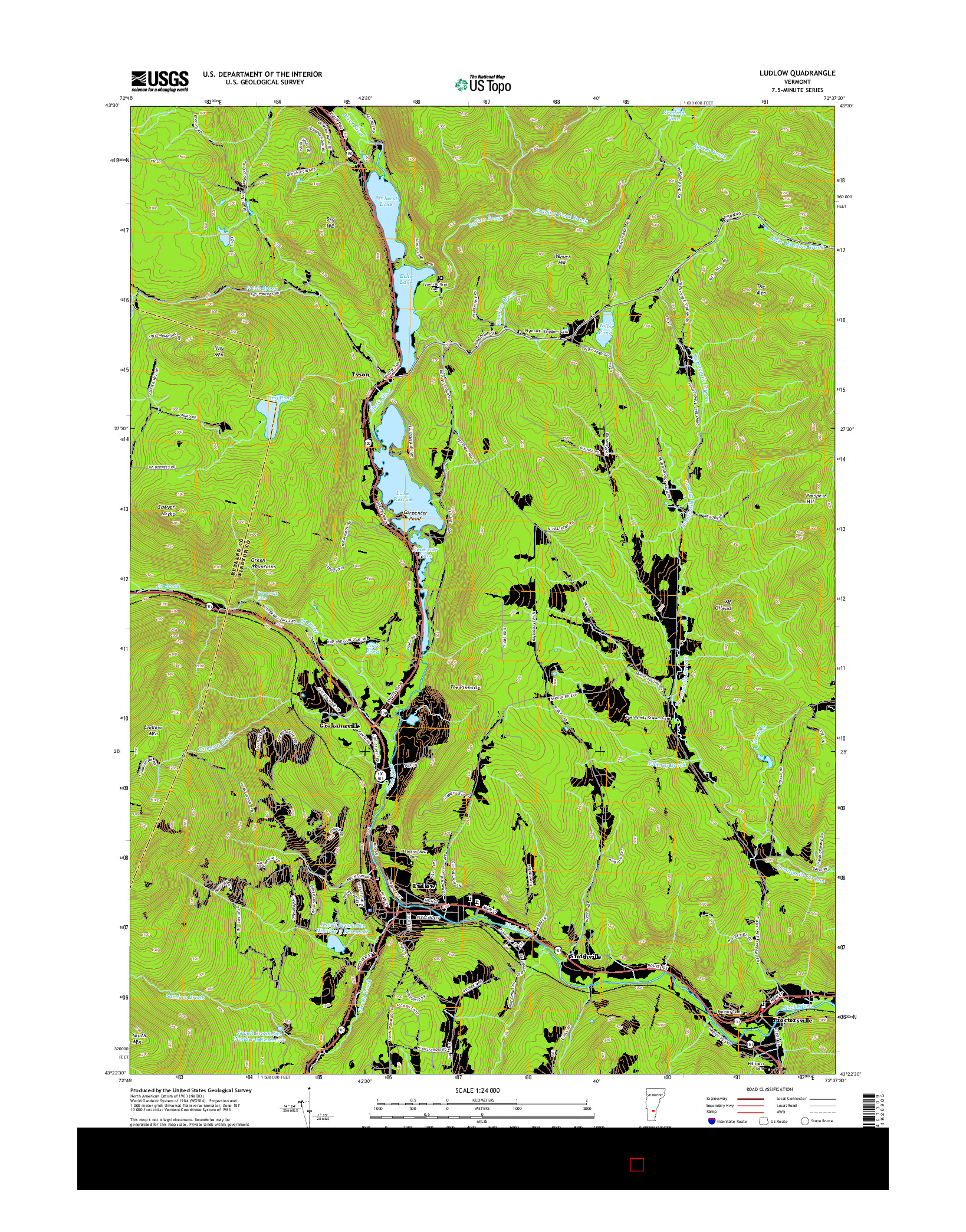USGS US TOPO 7.5-MINUTE MAP FOR LUDLOW, VT 2015