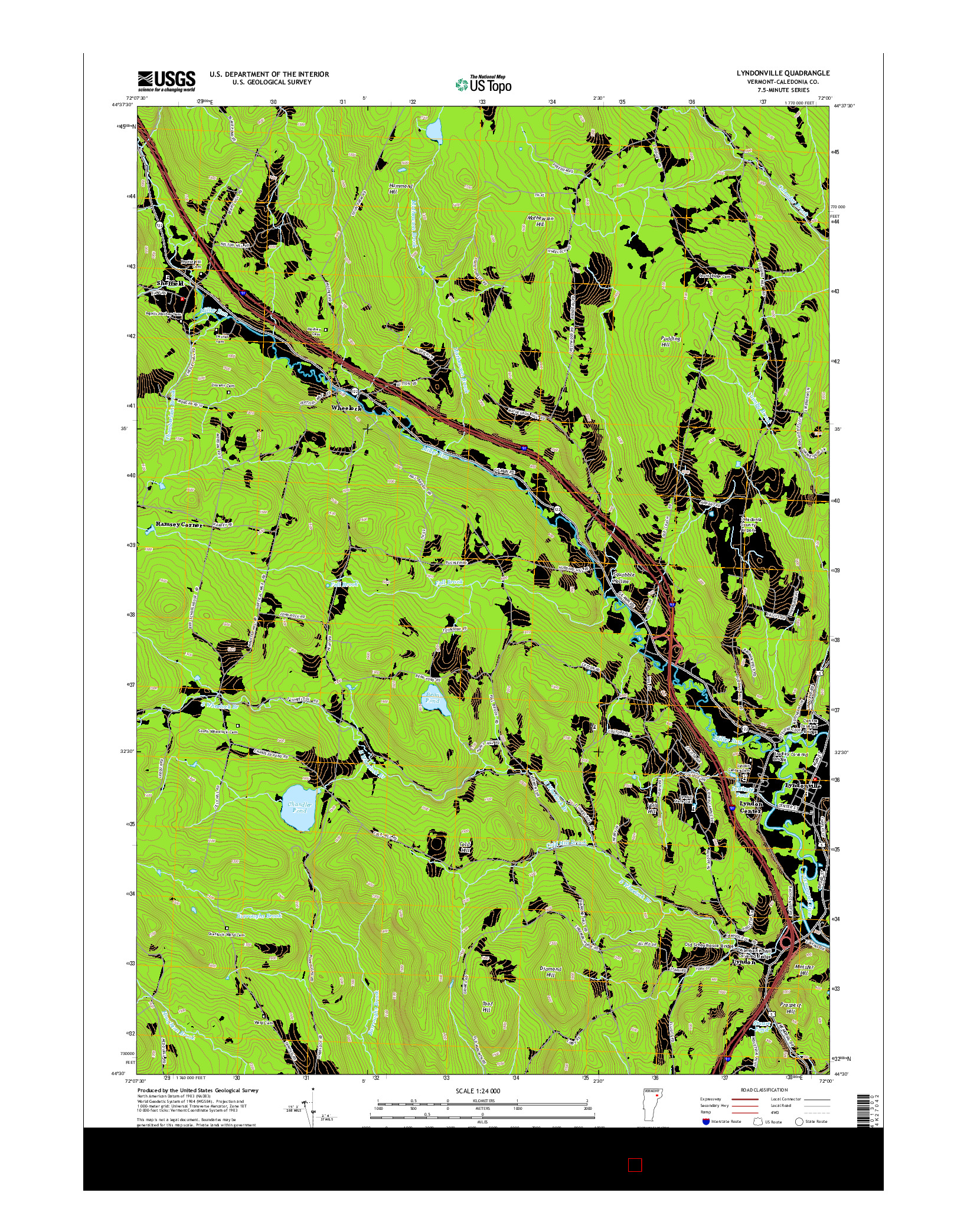 USGS US TOPO 7.5-MINUTE MAP FOR LYNDONVILLE, VT 2015