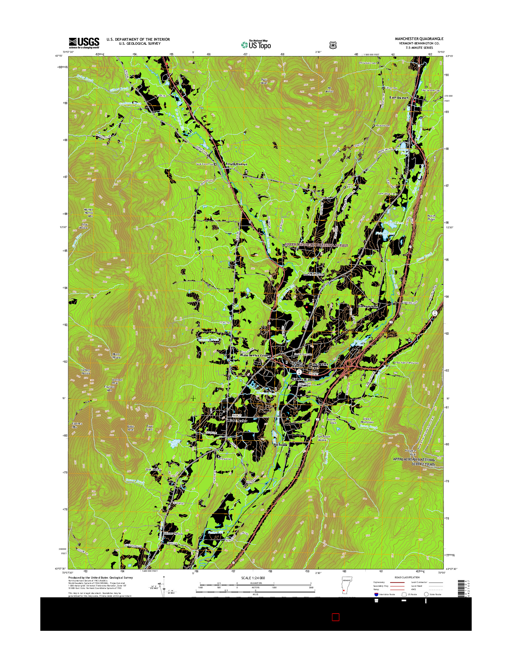 USGS US TOPO 7.5-MINUTE MAP FOR MANCHESTER, VT 2015