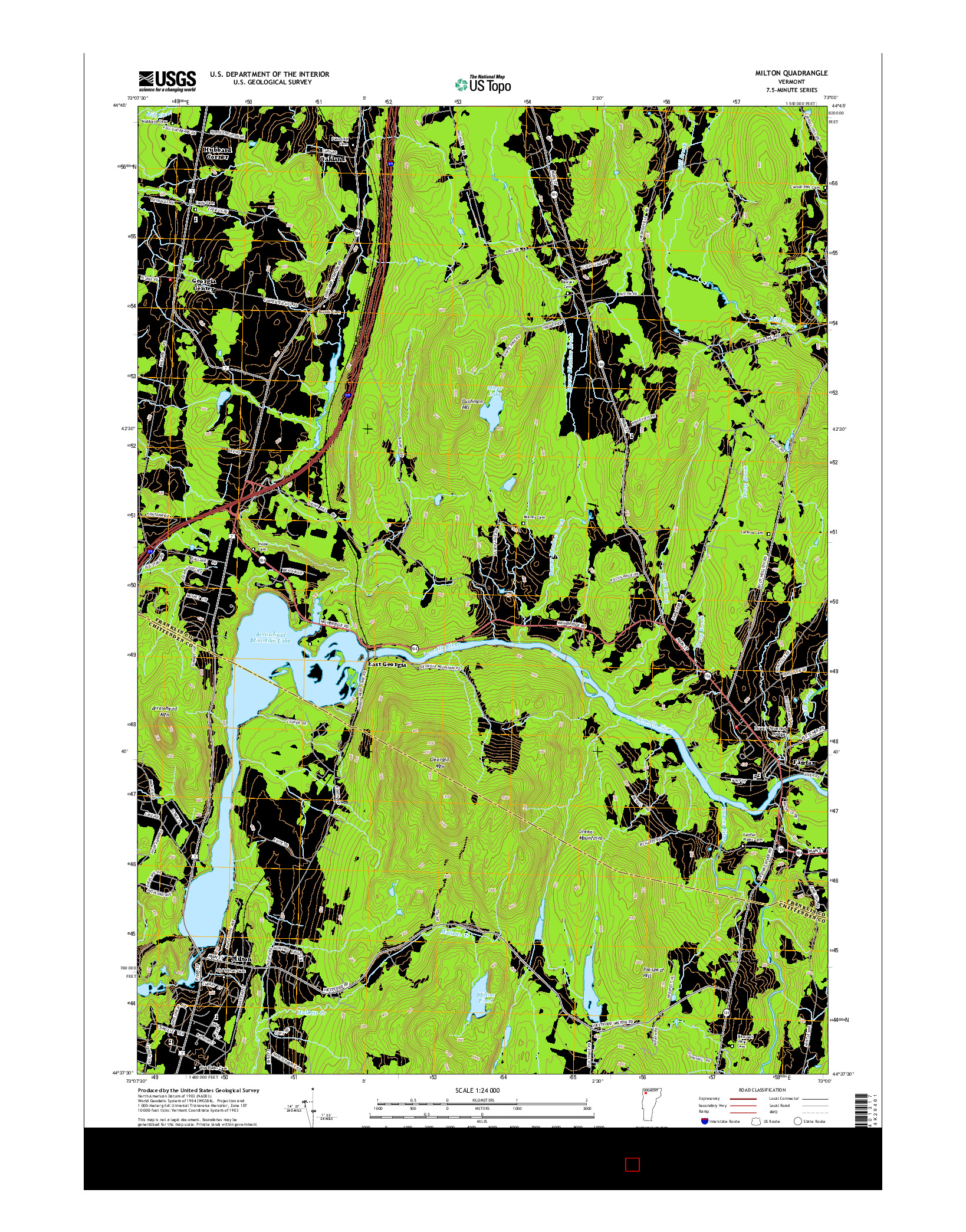 USGS US TOPO 7.5-MINUTE MAP FOR MILTON, VT 2015