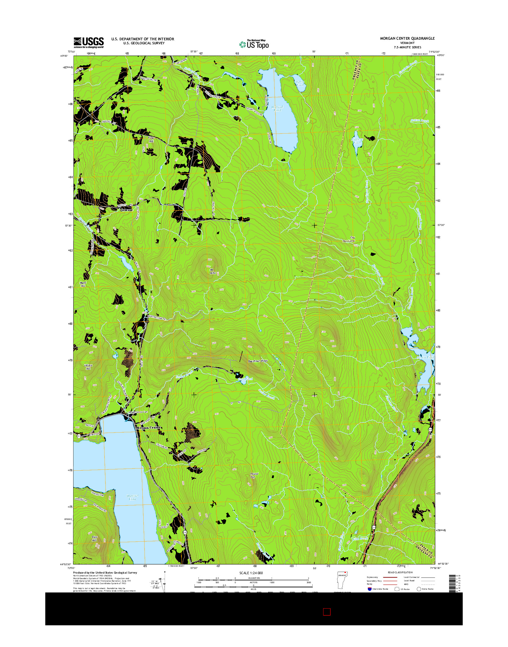 USGS US TOPO 7.5-MINUTE MAP FOR MORGAN CENTER, VT 2015