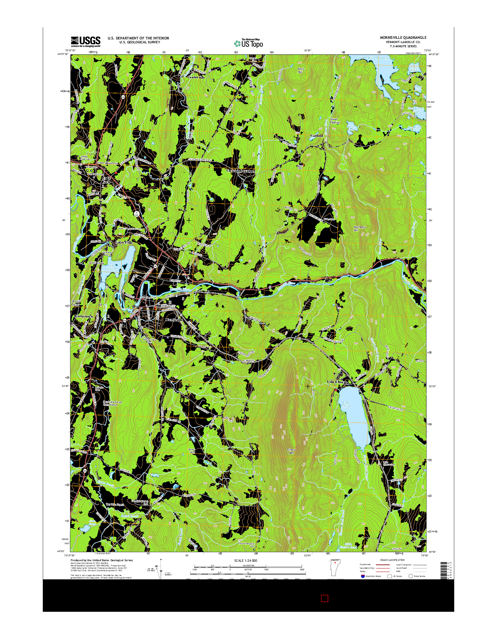 USGS US TOPO 7.5-MINUTE MAP FOR MORRISVILLE, VT 2015