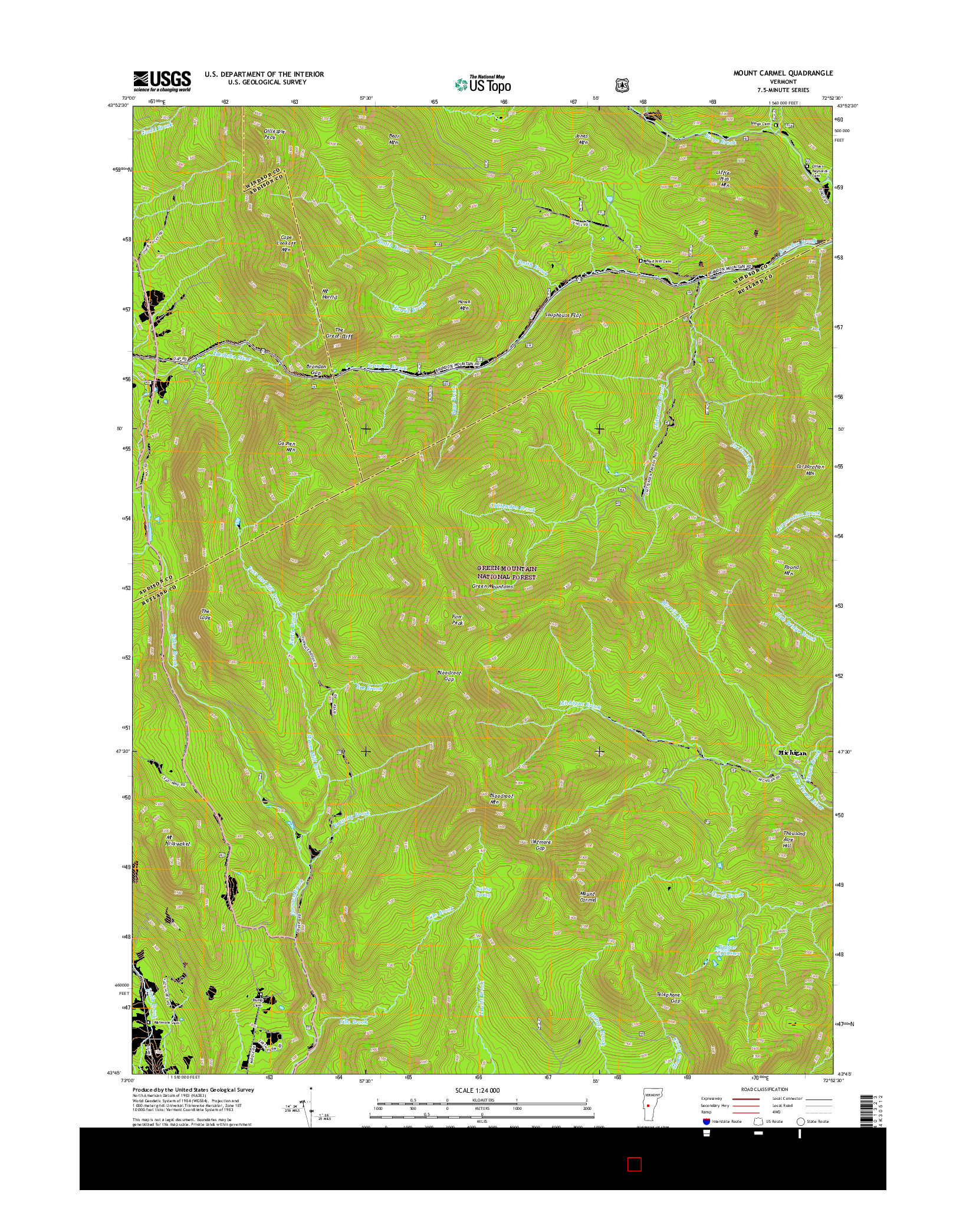 USGS US TOPO 7.5-MINUTE MAP FOR MOUNT CARMEL, VT 2015