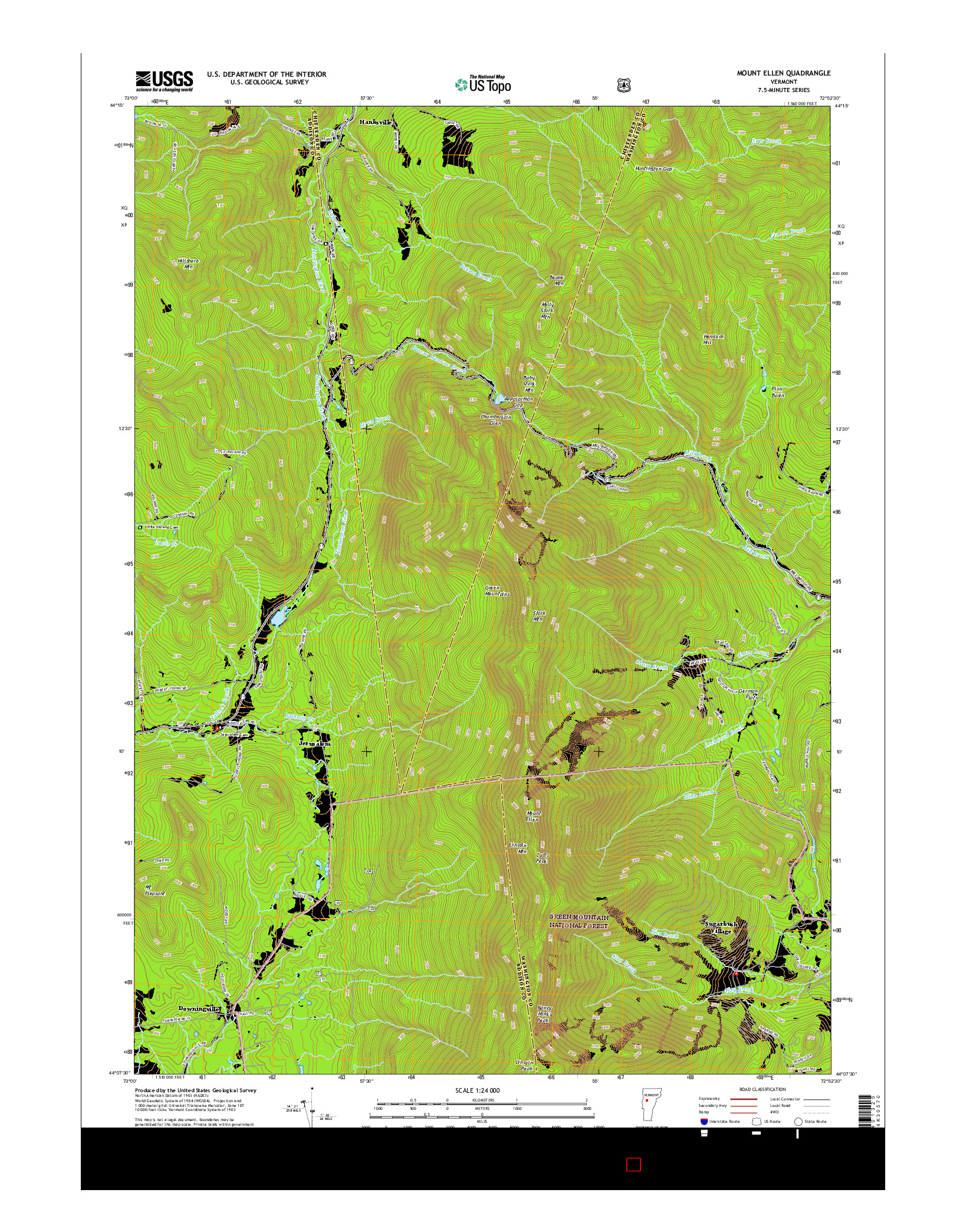 USGS US TOPO 7.5-MINUTE MAP FOR MOUNT ELLEN, VT 2015