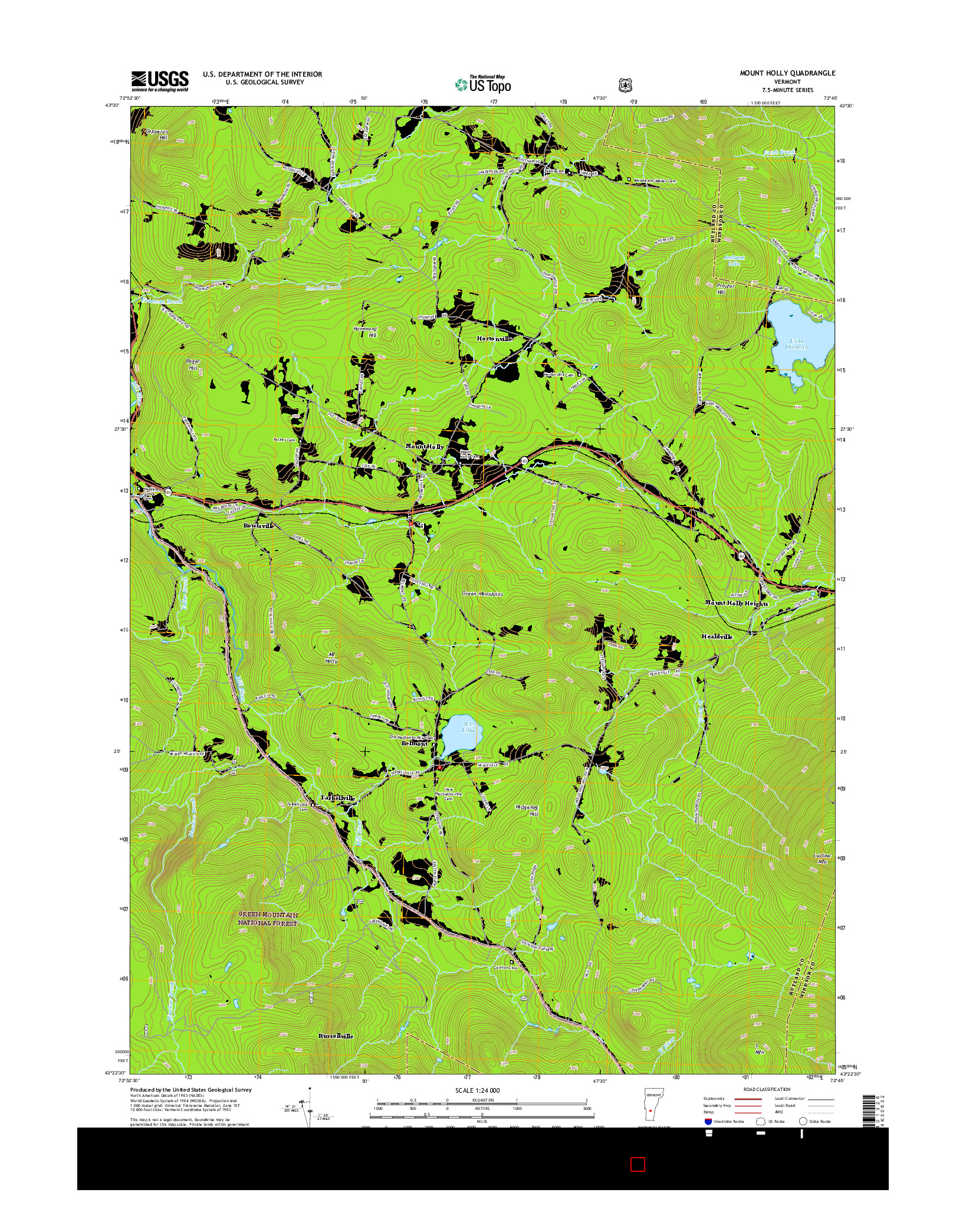 USGS US TOPO 7.5-MINUTE MAP FOR MOUNT HOLLY, VT 2015