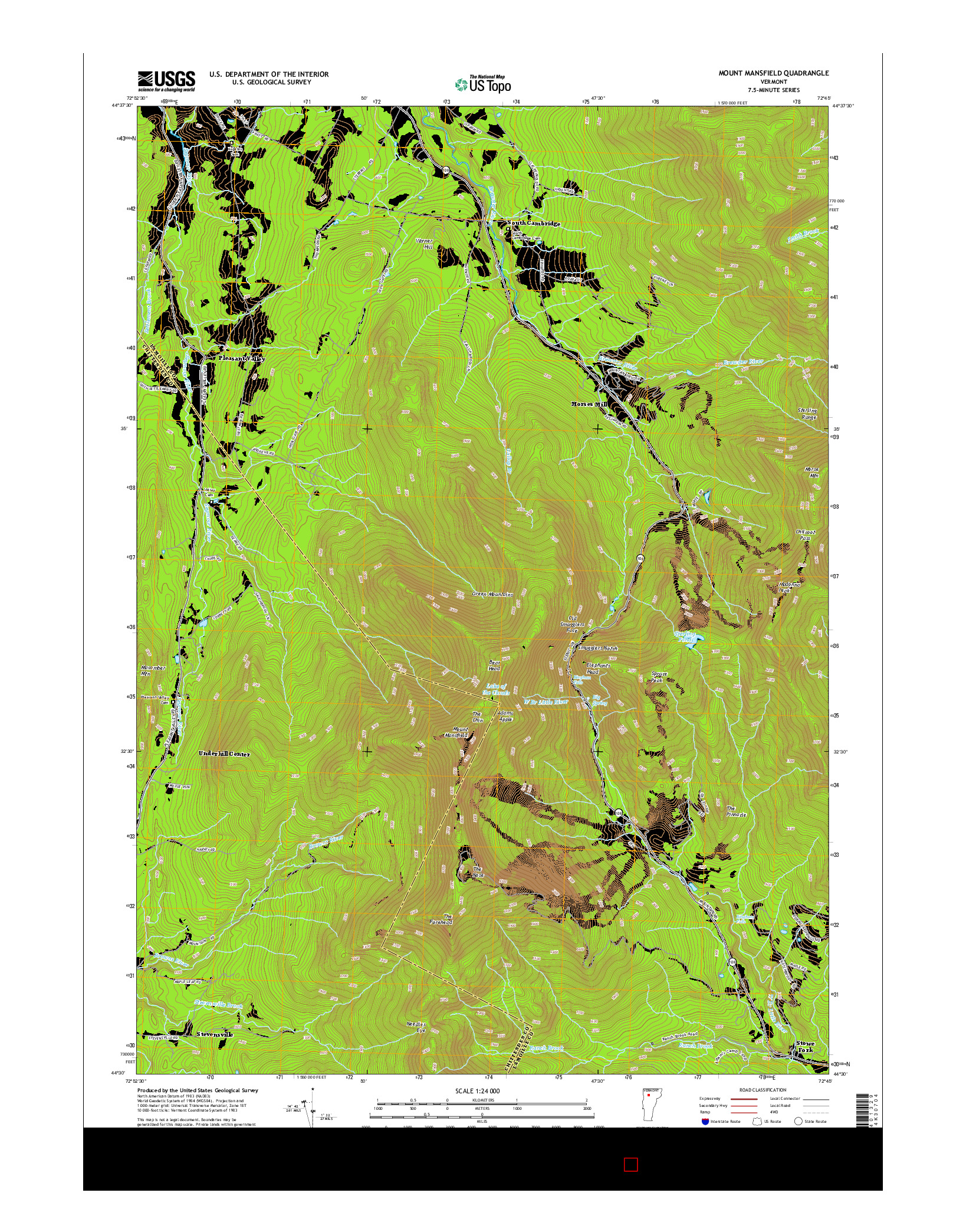 USGS US TOPO 7.5-MINUTE MAP FOR MOUNT MANSFIELD, VT 2015