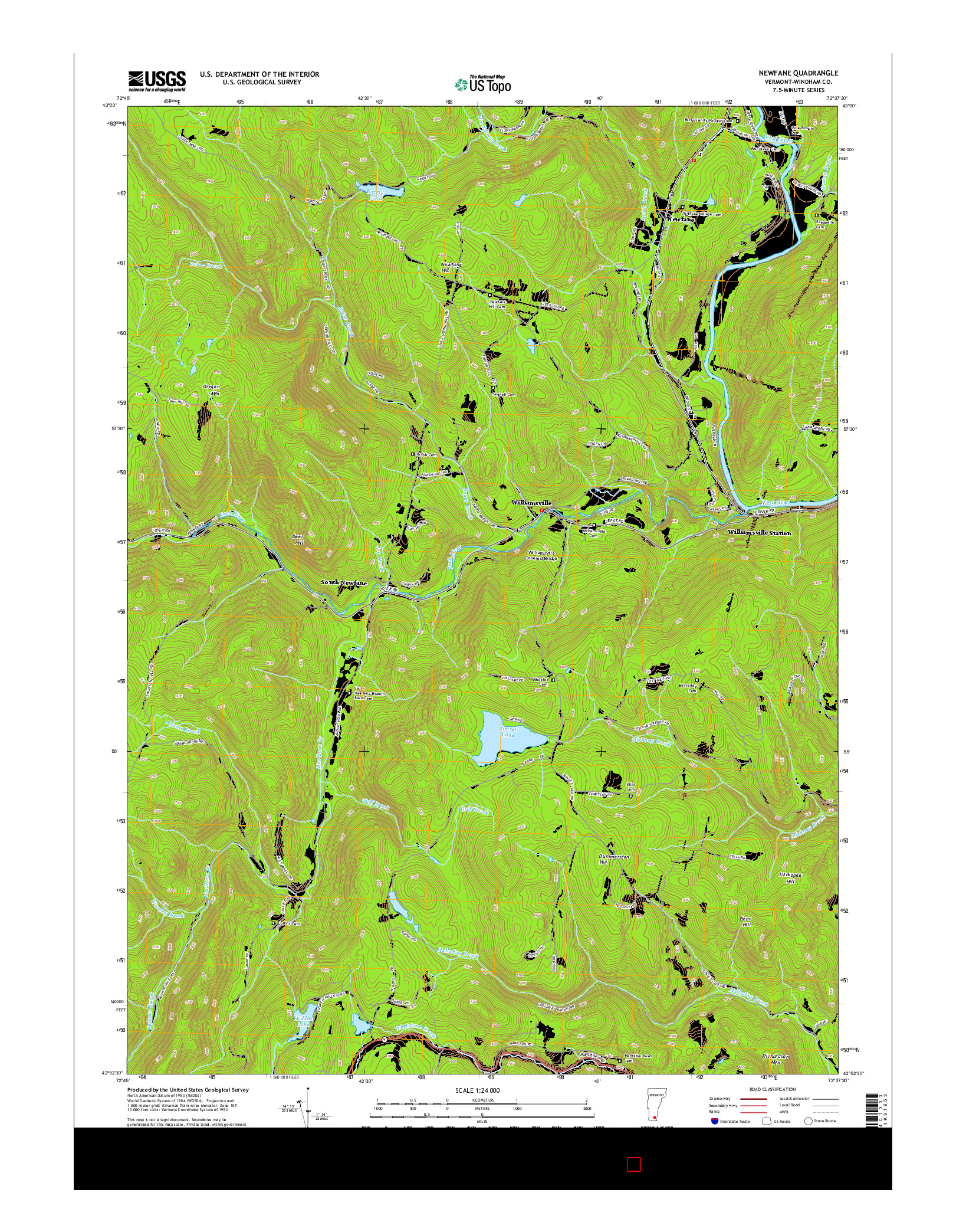 USGS US TOPO 7.5-MINUTE MAP FOR NEWFANE, VT 2015