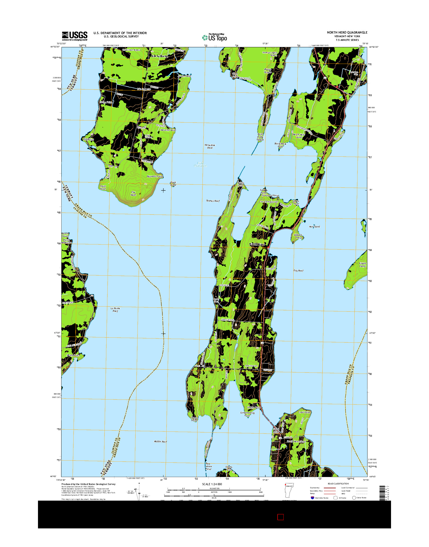 USGS US TOPO 7.5-MINUTE MAP FOR NORTH HERO, VT-NY 2015