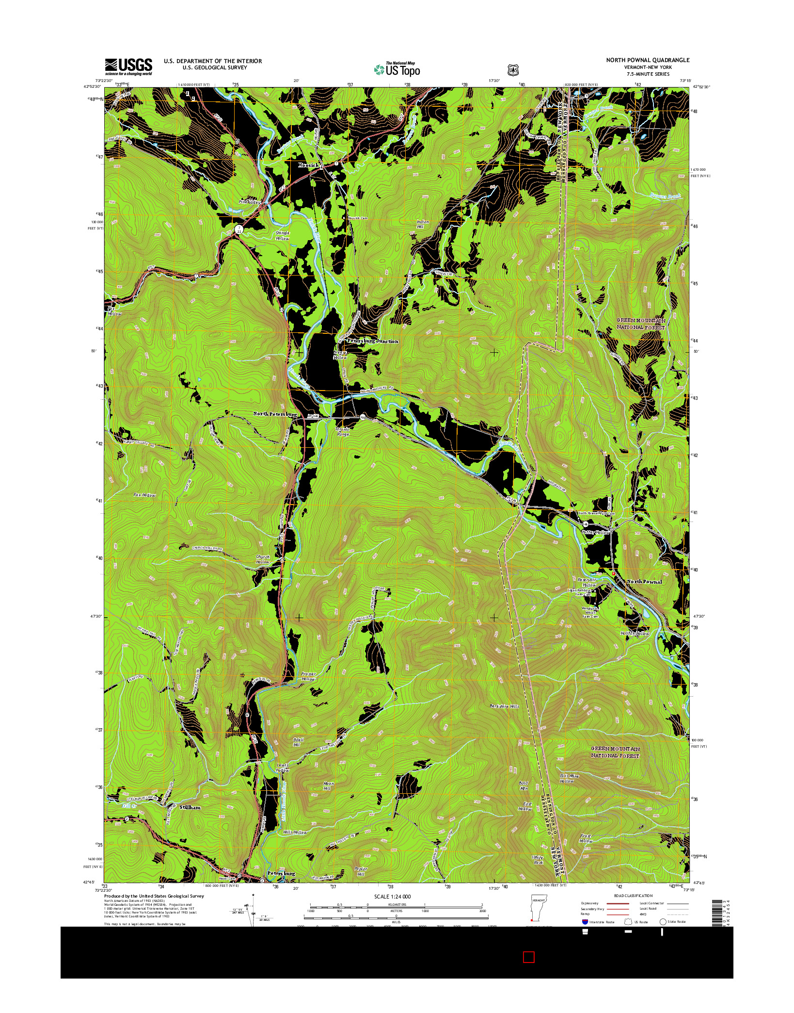 USGS US TOPO 7.5-MINUTE MAP FOR NORTH POWNAL, VT-NY 2015