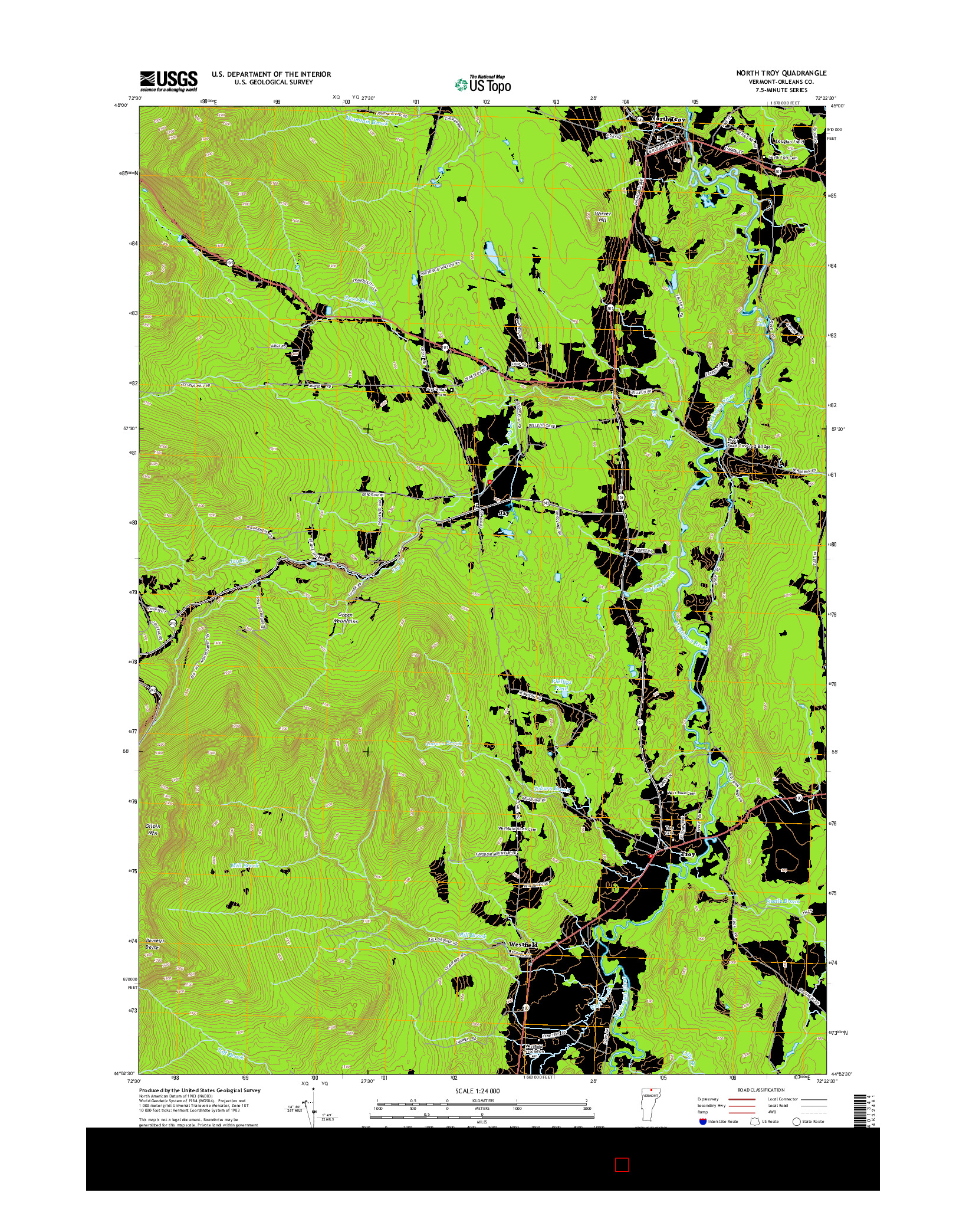 USGS US TOPO 7.5-MINUTE MAP FOR NORTH TROY, VT 2015