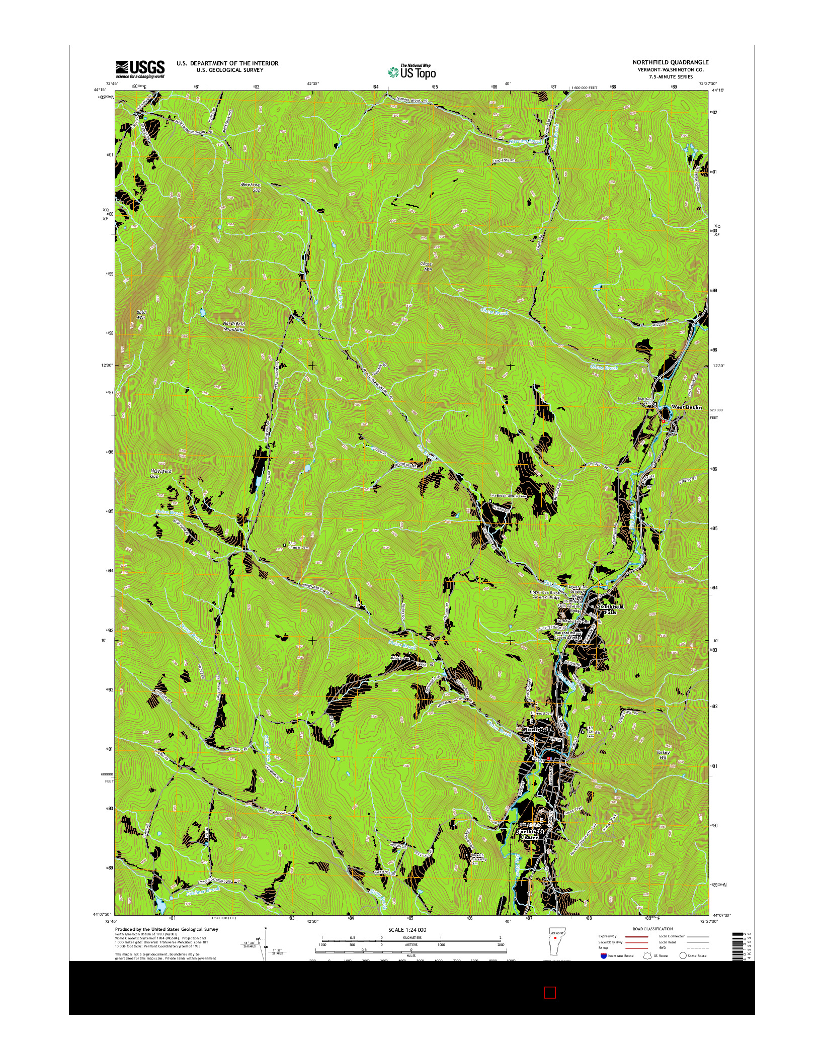 USGS US TOPO 7.5-MINUTE MAP FOR NORTHFIELD, VT 2015