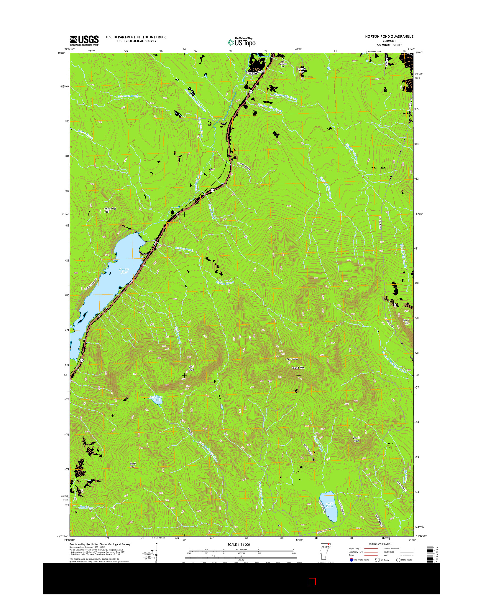 USGS US TOPO 7.5-MINUTE MAP FOR NORTON POND, VT 2015