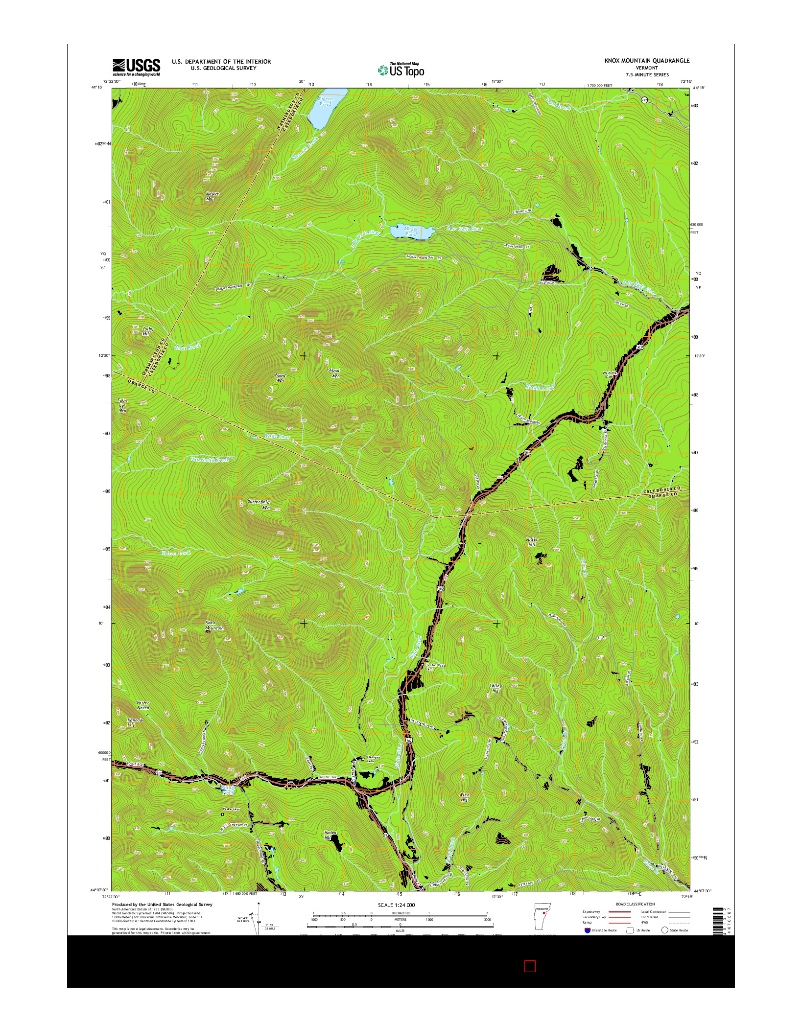 USGS US TOPO 7.5-MINUTE MAP FOR KNOX MOUNTAIN, VT 2015