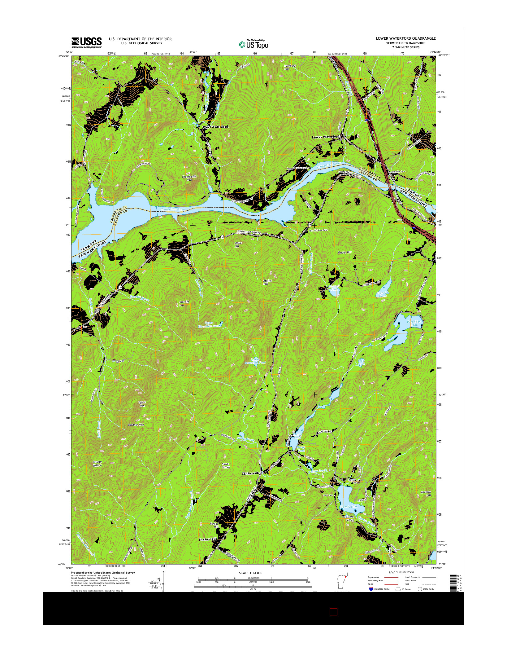 USGS US TOPO 7.5-MINUTE MAP FOR LOWER WATERFORD, VT-NH 2015