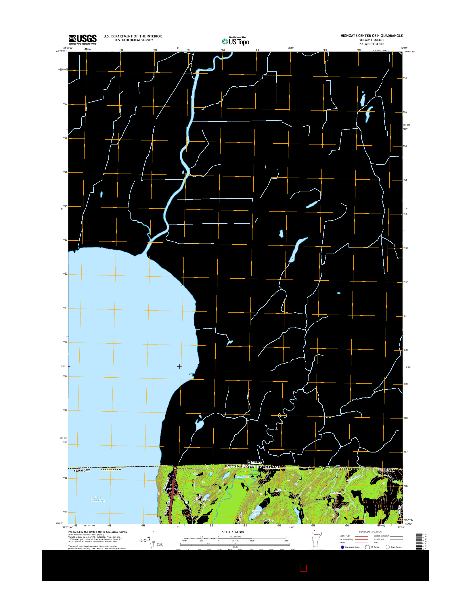 USGS US TOPO 7.5-MINUTE MAP FOR HIGHGATE CENTER OE N, VT-QC 2015