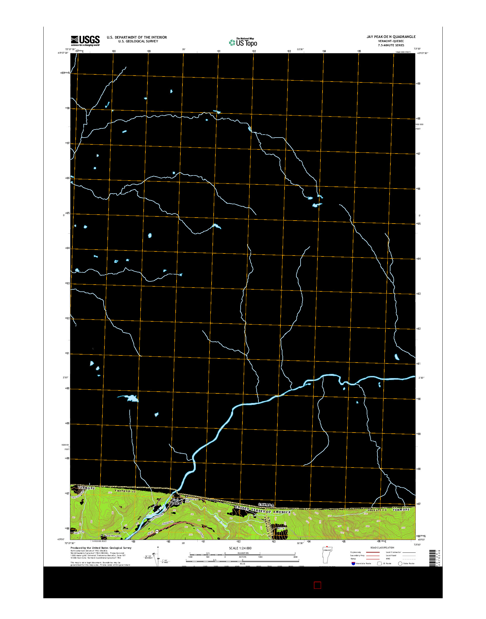 USGS US TOPO 7.5-MINUTE MAP FOR JAY PEAK OE N, VT-QC 2015