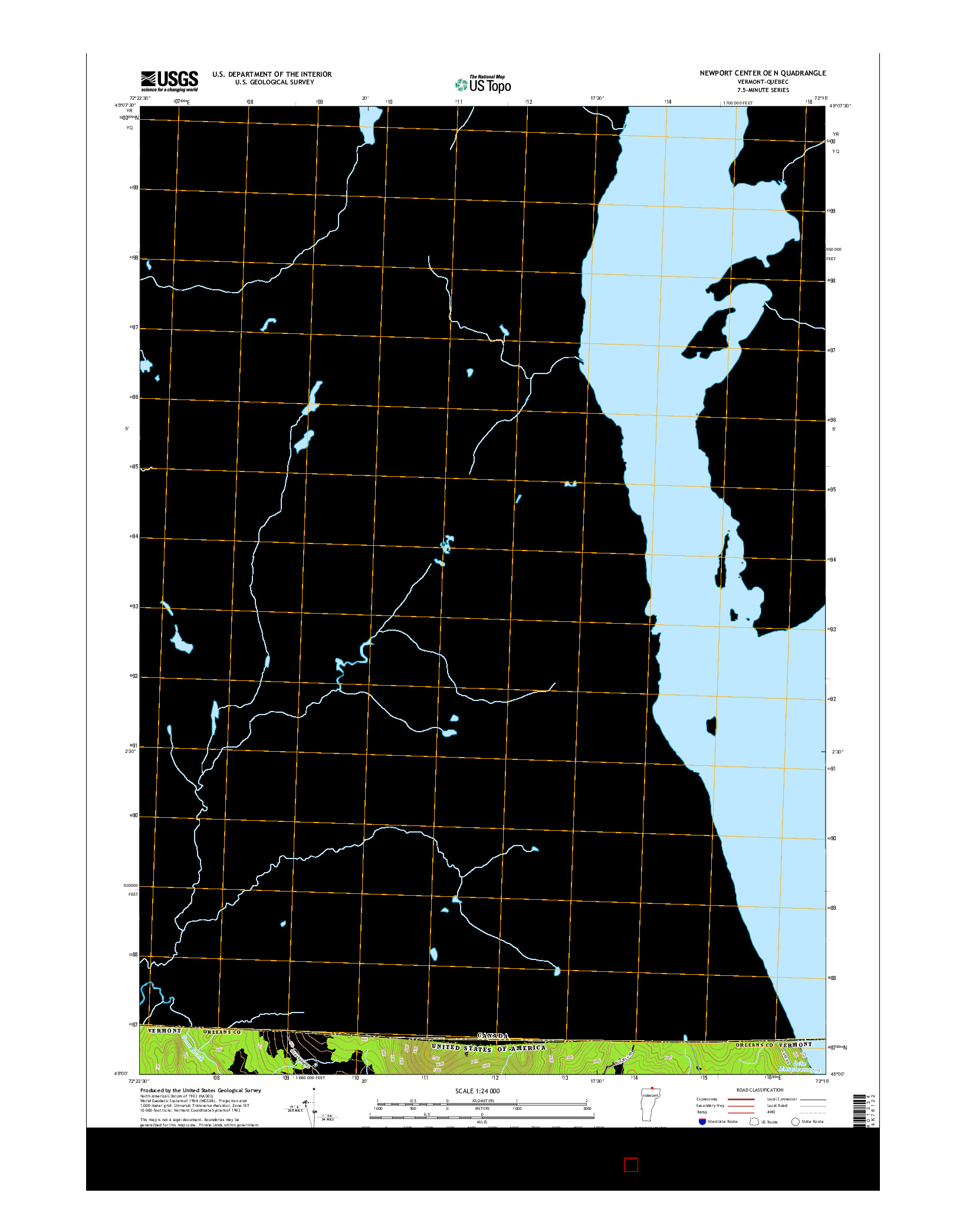 USGS US TOPO 7.5-MINUTE MAP FOR NEWPORT CENTER OE N, VT-QC 2015