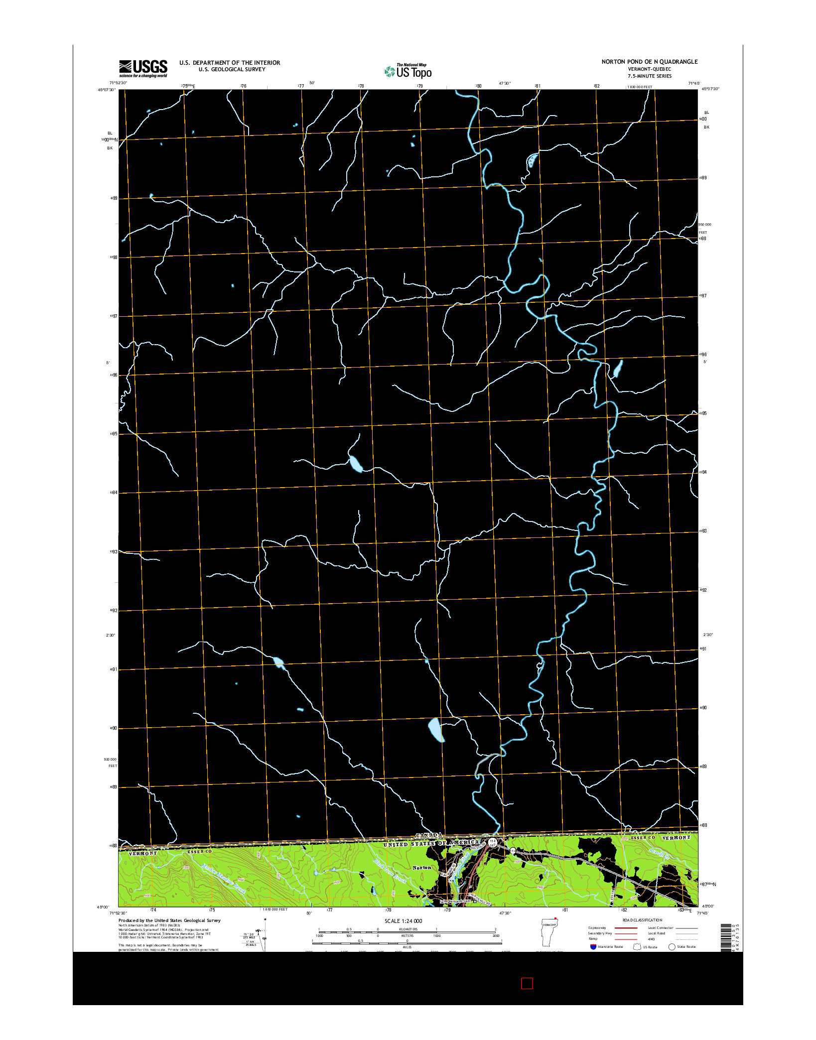 USGS US TOPO 7.5-MINUTE MAP FOR NORTON POND OE N, VT-QC 2015