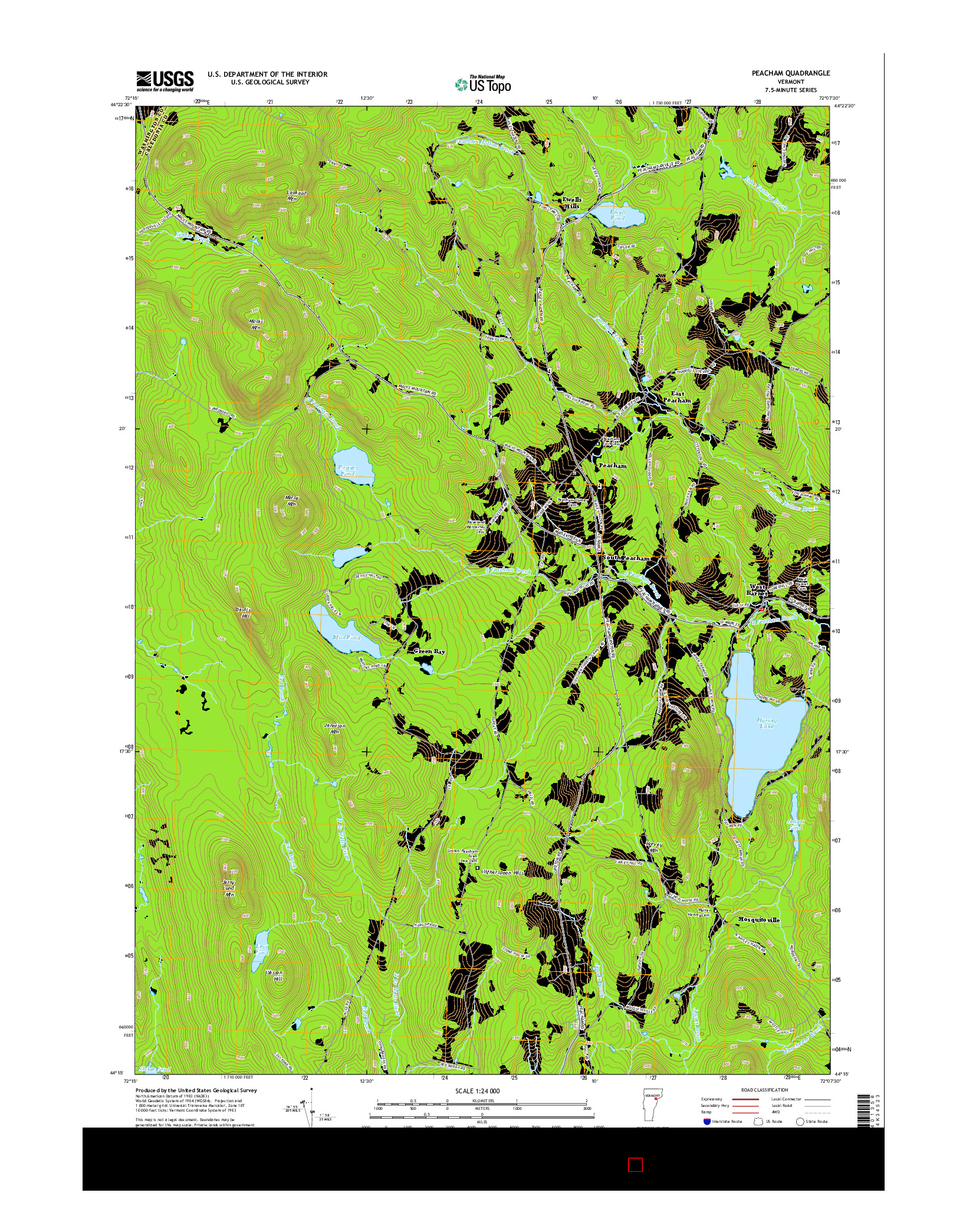 USGS US TOPO 7.5-MINUTE MAP FOR PEACHAM, VT 2015