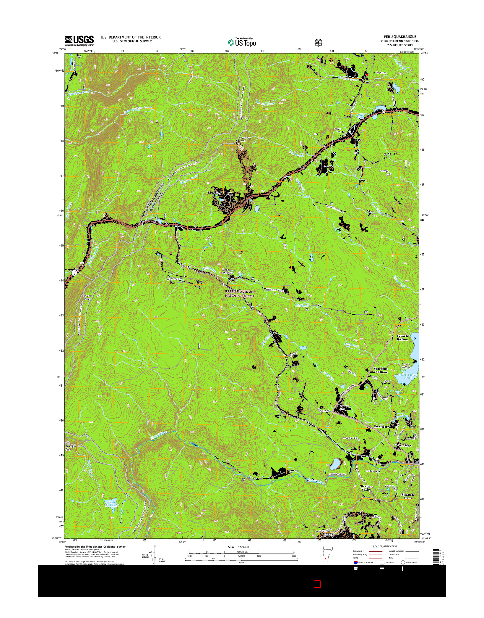 USGS US TOPO 7.5-MINUTE MAP FOR PERU, VT 2015