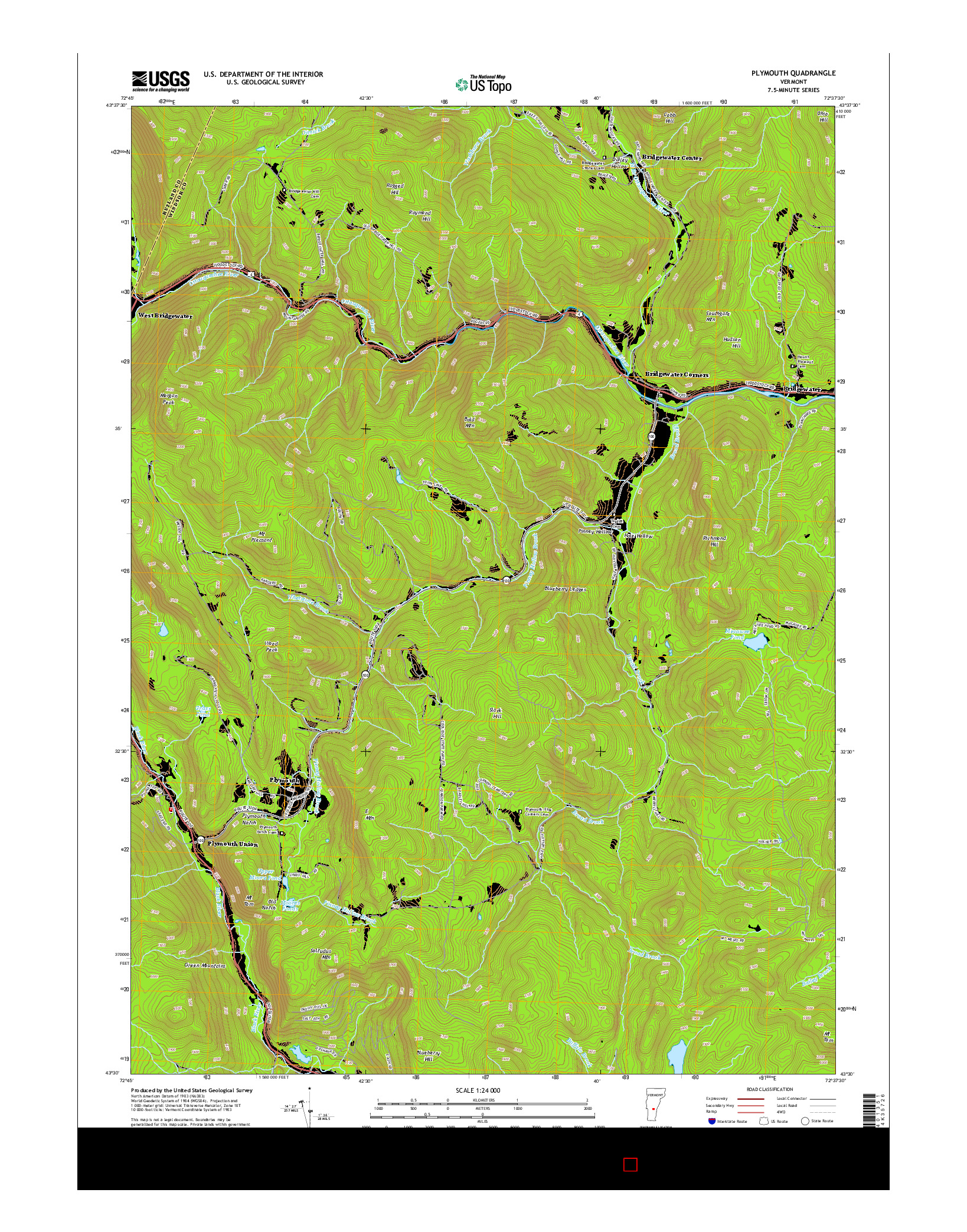 USGS US TOPO 7.5-MINUTE MAP FOR PLYMOUTH, VT 2015