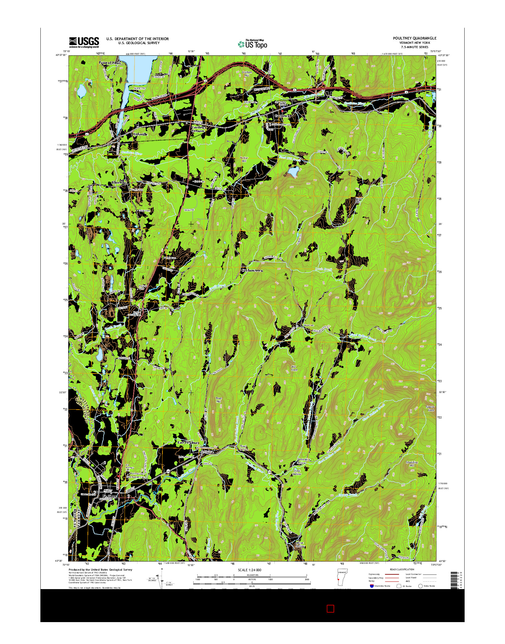 USGS US TOPO 7.5-MINUTE MAP FOR POULTNEY, VT-NY 2015