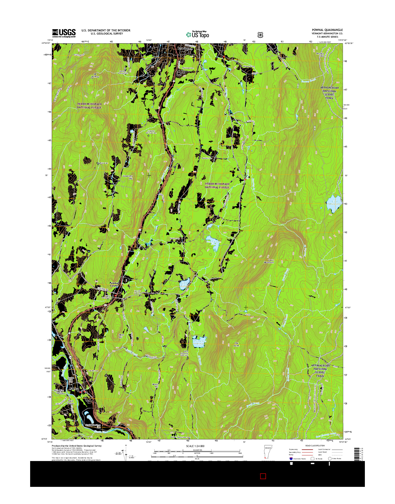 USGS US TOPO 7.5-MINUTE MAP FOR POWNAL, VT 2015