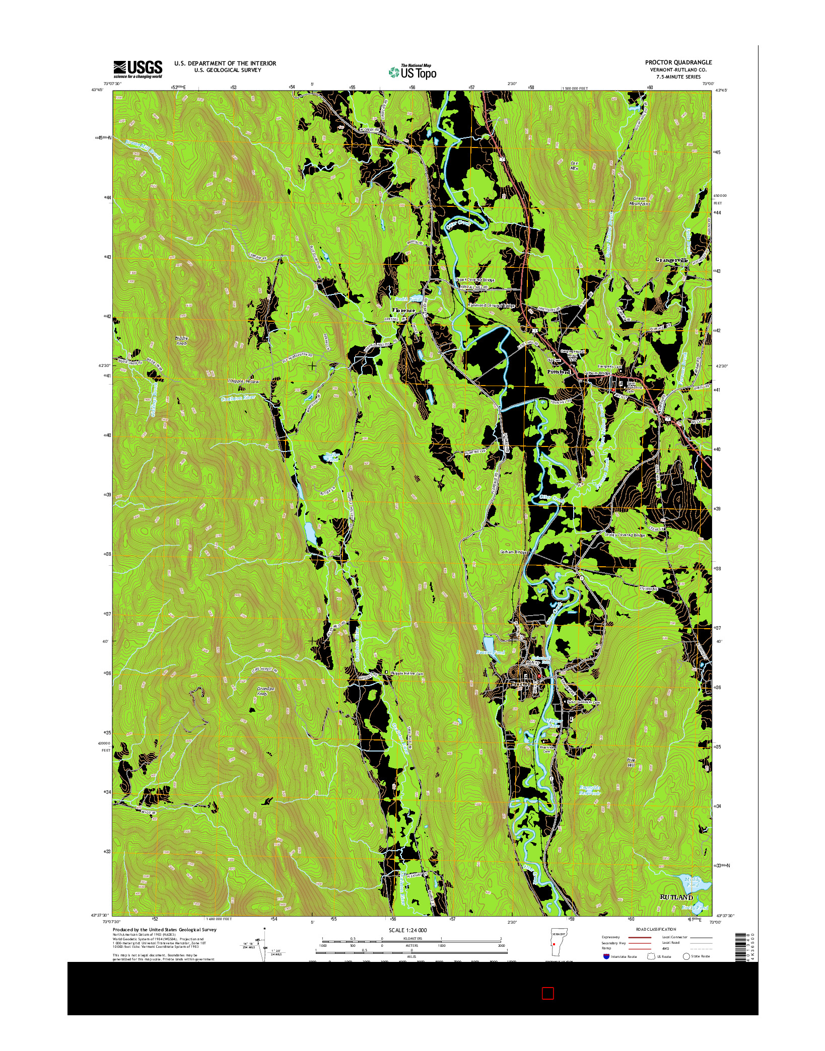 USGS US TOPO 7.5-MINUTE MAP FOR PROCTOR, VT 2015