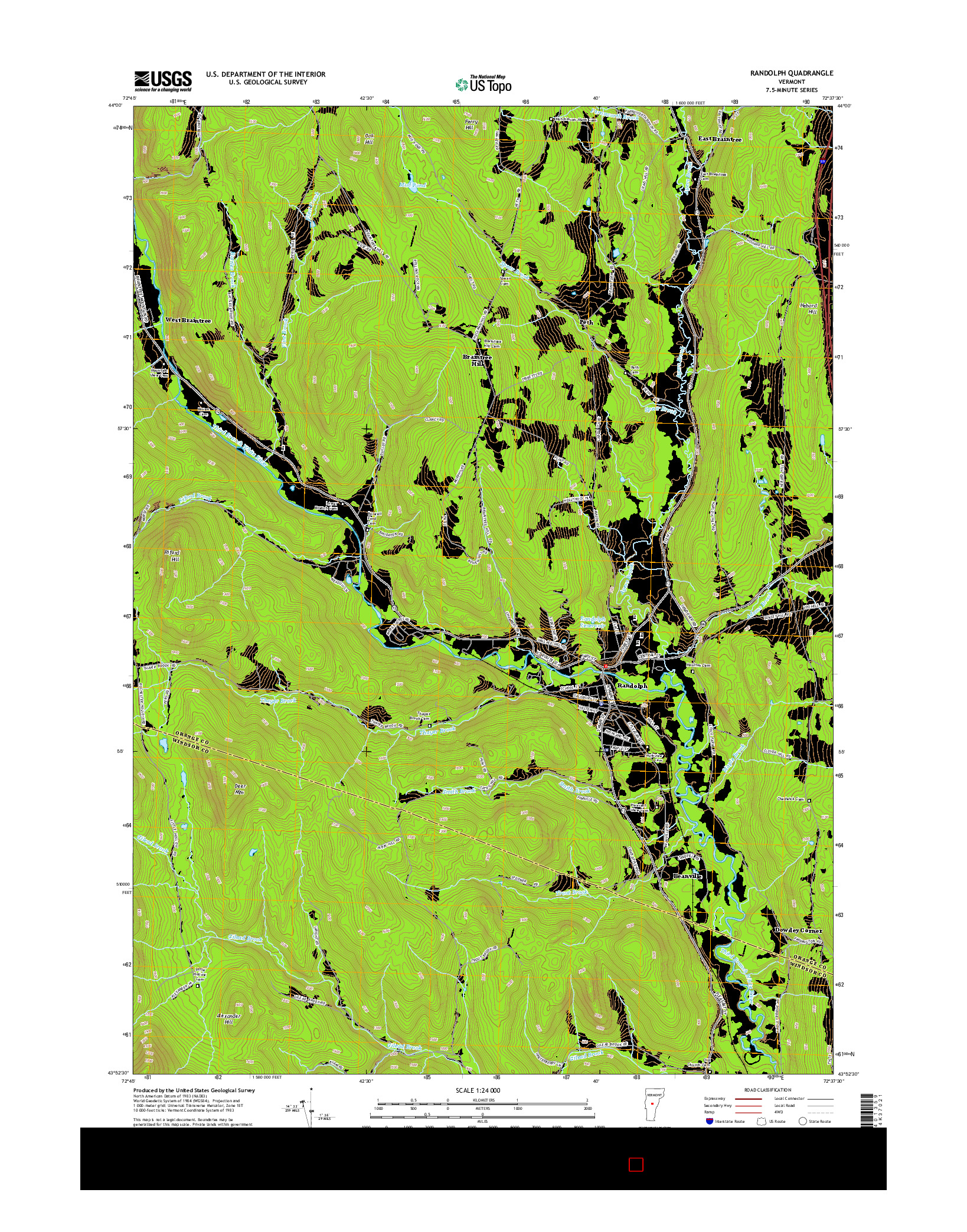 USGS US TOPO 7.5-MINUTE MAP FOR RANDOLPH, VT 2015