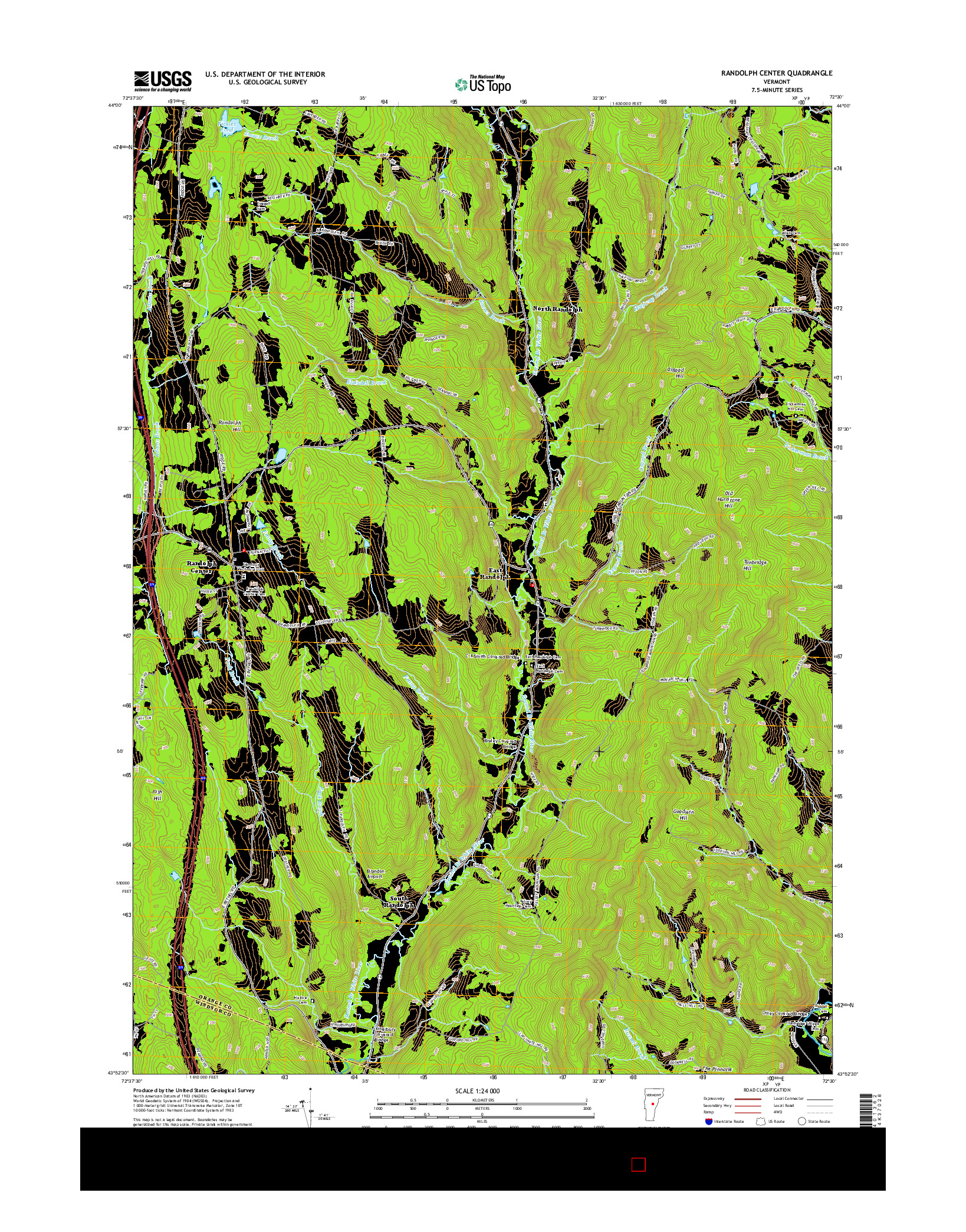 USGS US TOPO 7.5-MINUTE MAP FOR RANDOLPH CENTER, VT 2015