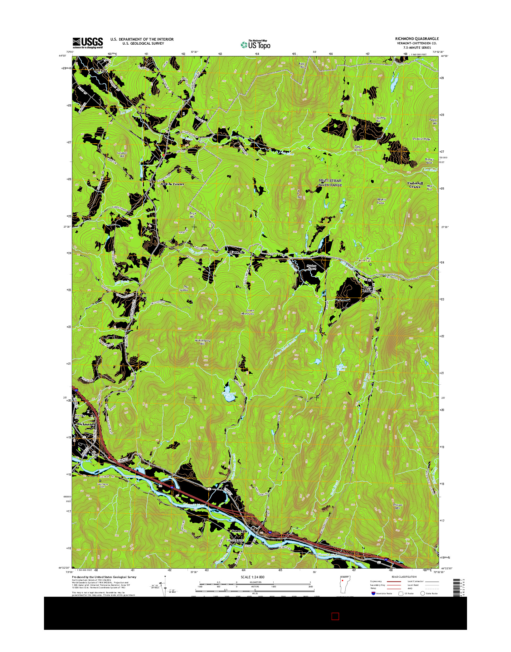 USGS US TOPO 7.5-MINUTE MAP FOR RICHMOND, VT 2015
