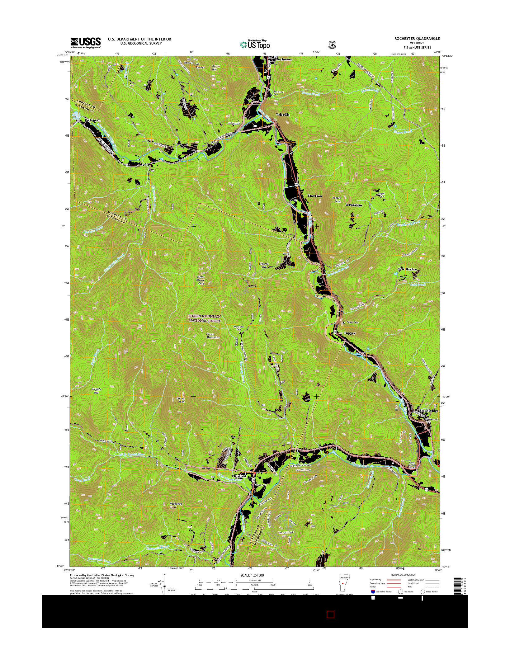 USGS US TOPO 7.5-MINUTE MAP FOR ROCHESTER, VT 2015