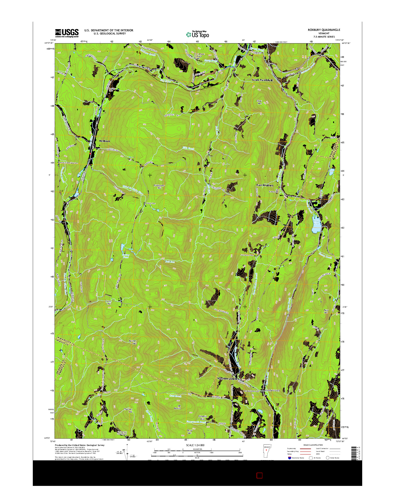 USGS US TOPO 7.5-MINUTE MAP FOR ROXBURY, VT 2015