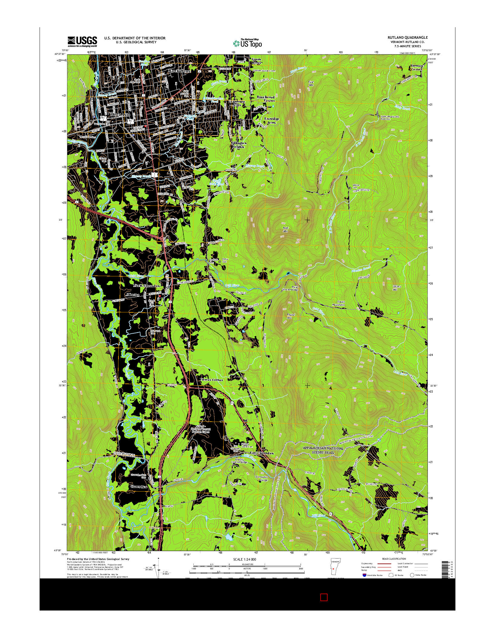 USGS US TOPO 7.5-MINUTE MAP FOR RUTLAND, VT 2015
