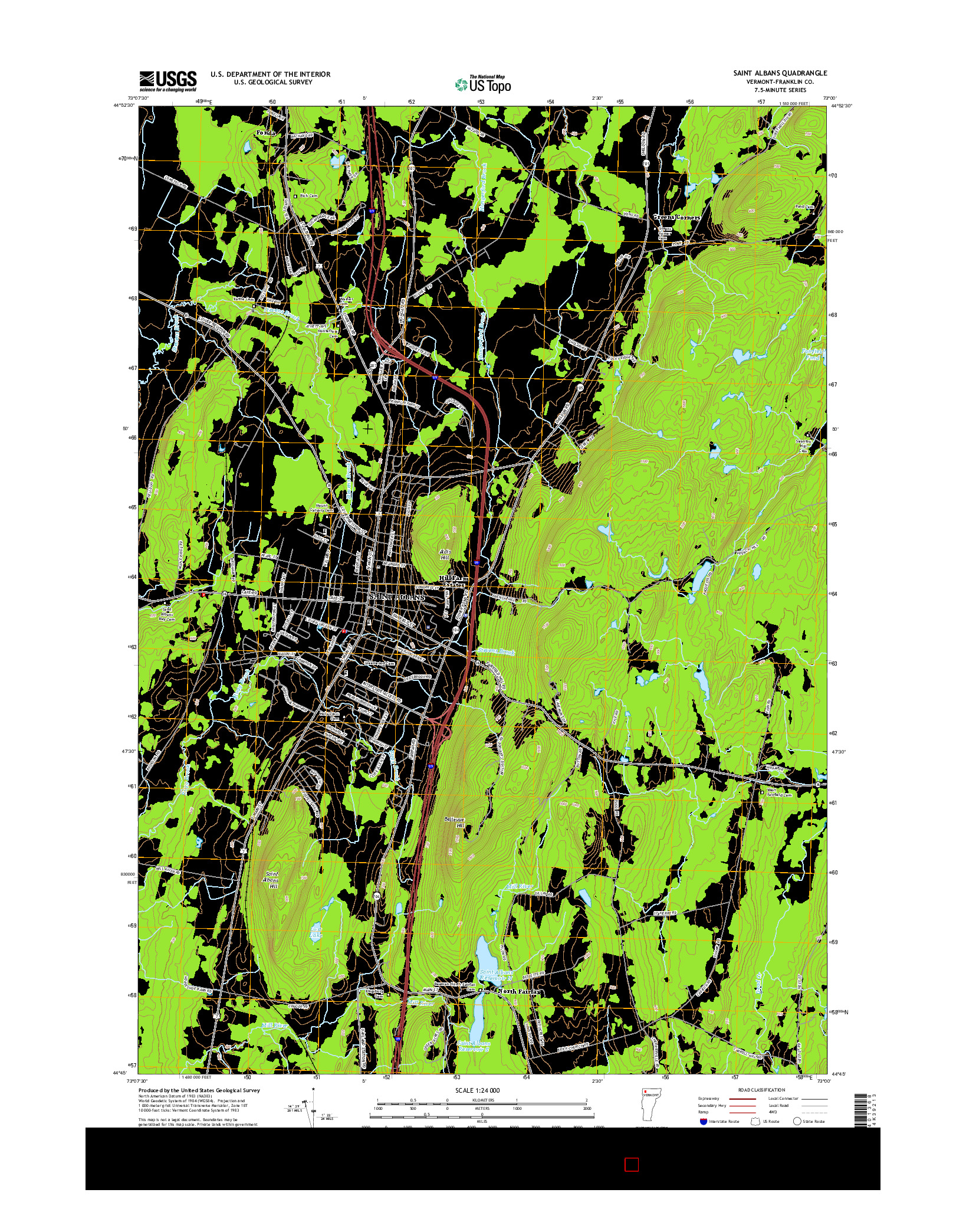 USGS US TOPO 7.5-MINUTE MAP FOR SAINT ALBANS, VT 2015