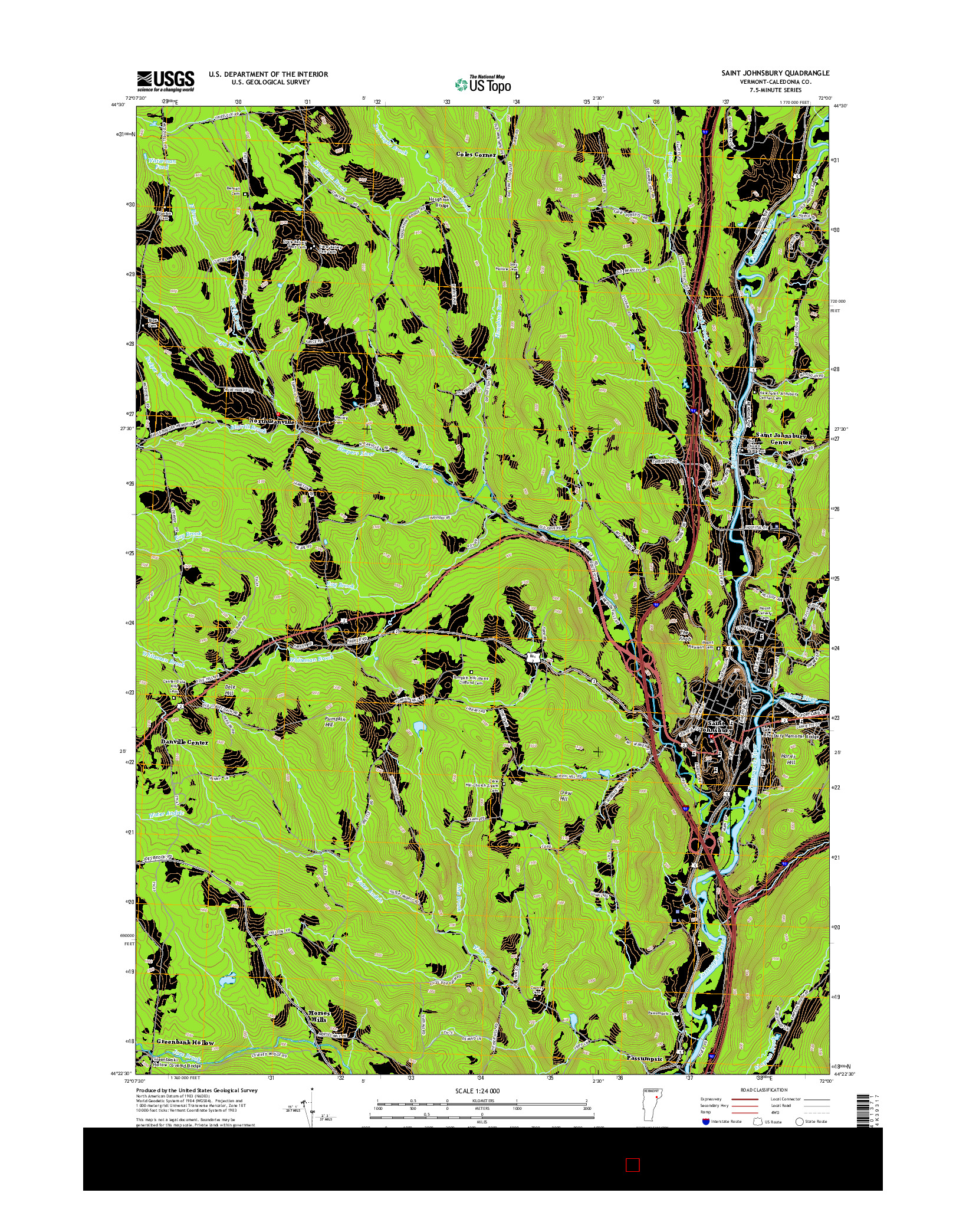 USGS US TOPO 7.5-MINUTE MAP FOR SAINT JOHNSBURY, VT 2015