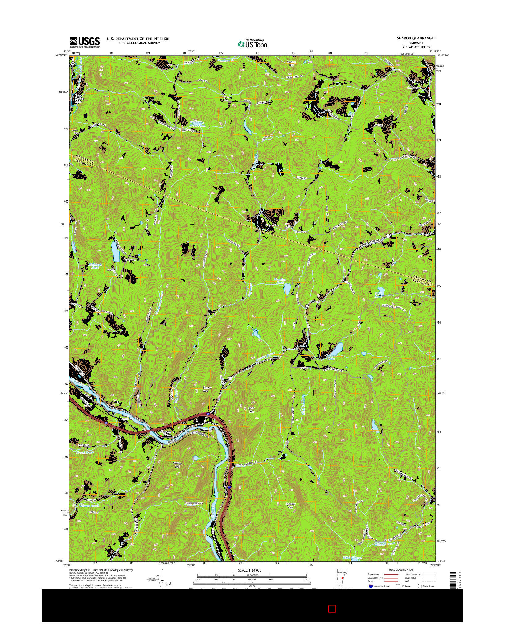 USGS US TOPO 7.5-MINUTE MAP FOR SHARON, VT 2015