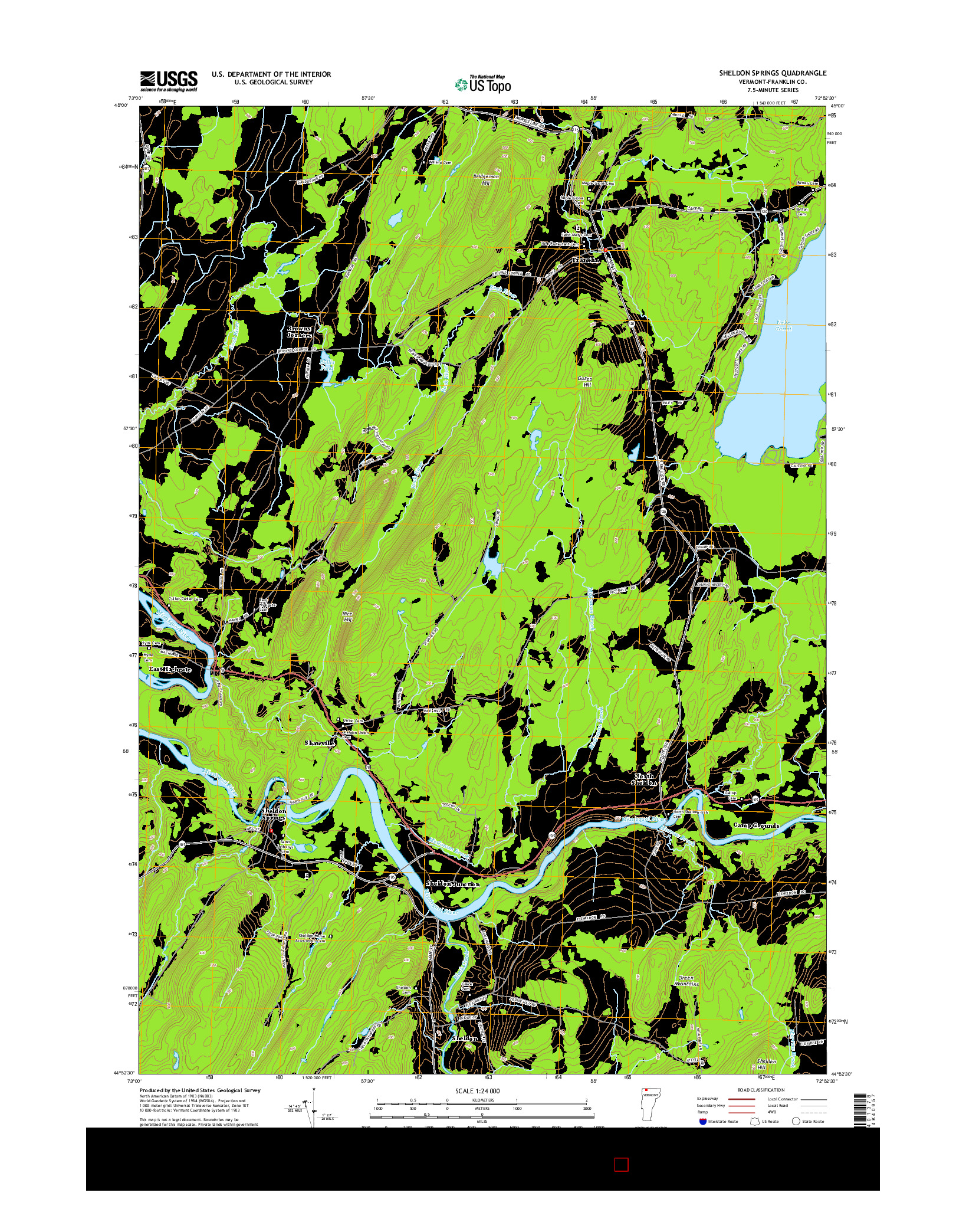 USGS US TOPO 7.5-MINUTE MAP FOR SHELDON SPRINGS, VT 2015