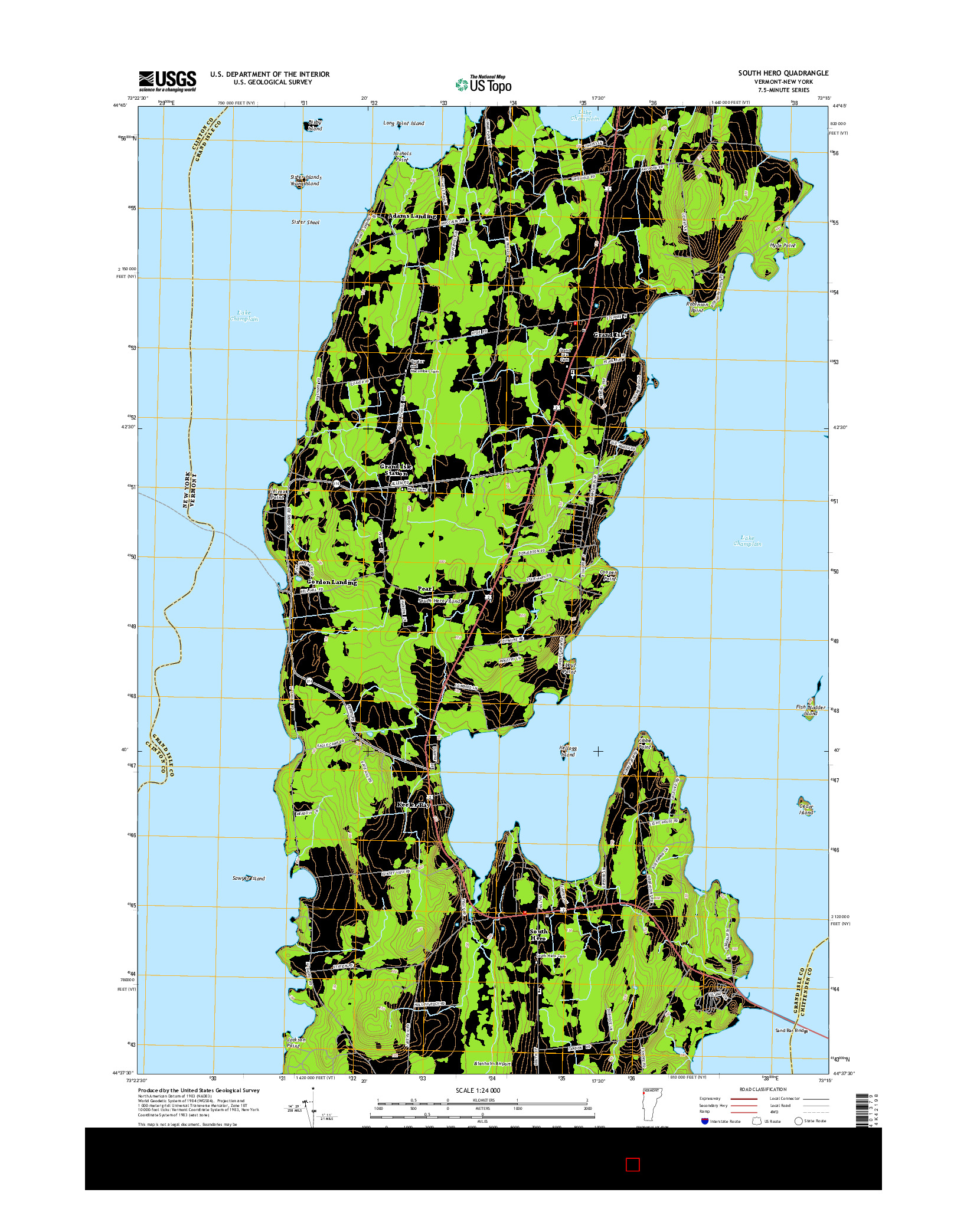 USGS US TOPO 7.5-MINUTE MAP FOR SOUTH HERO, VT-NY 2015