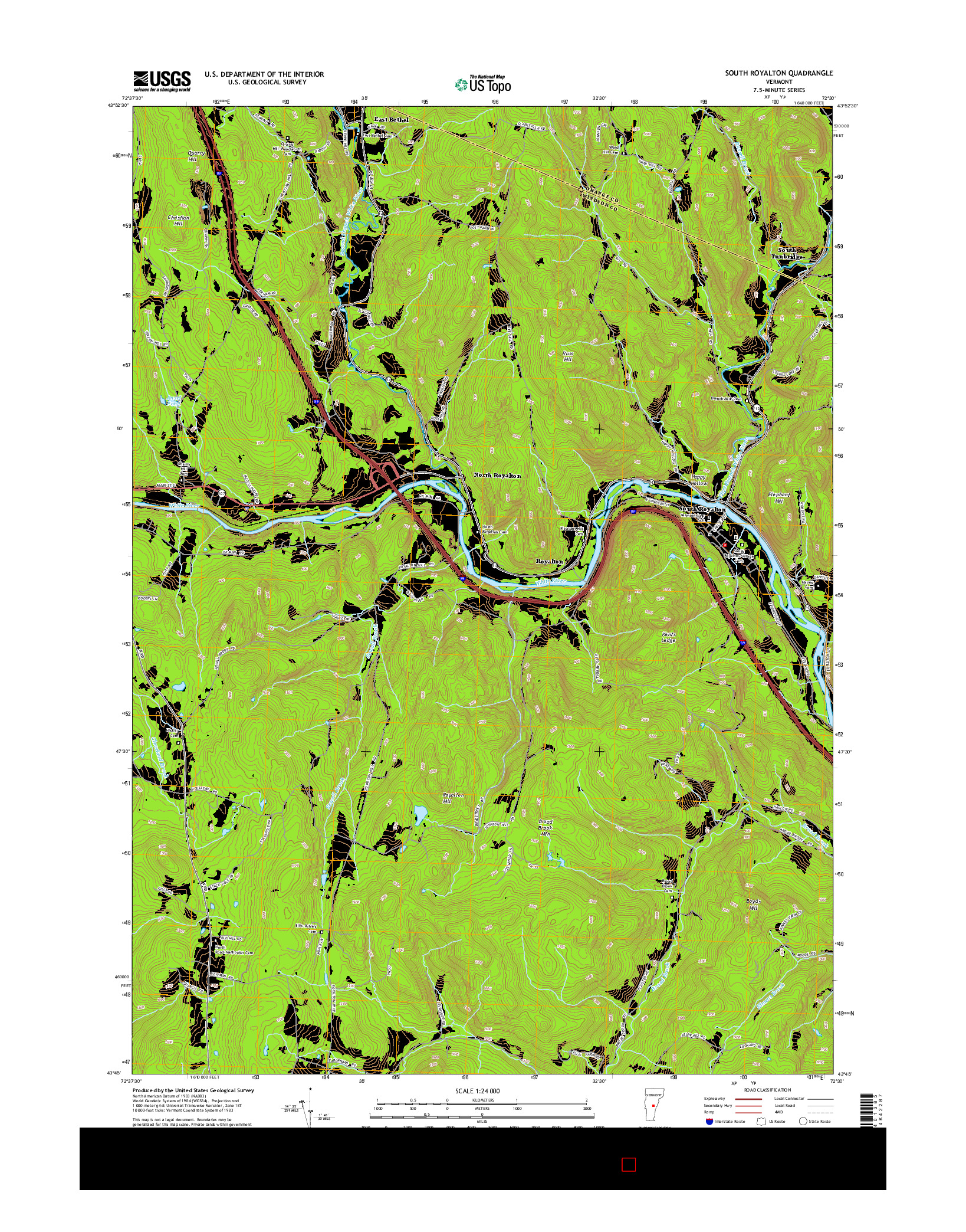 USGS US TOPO 7.5-MINUTE MAP FOR SOUTH ROYALTON, VT 2015
