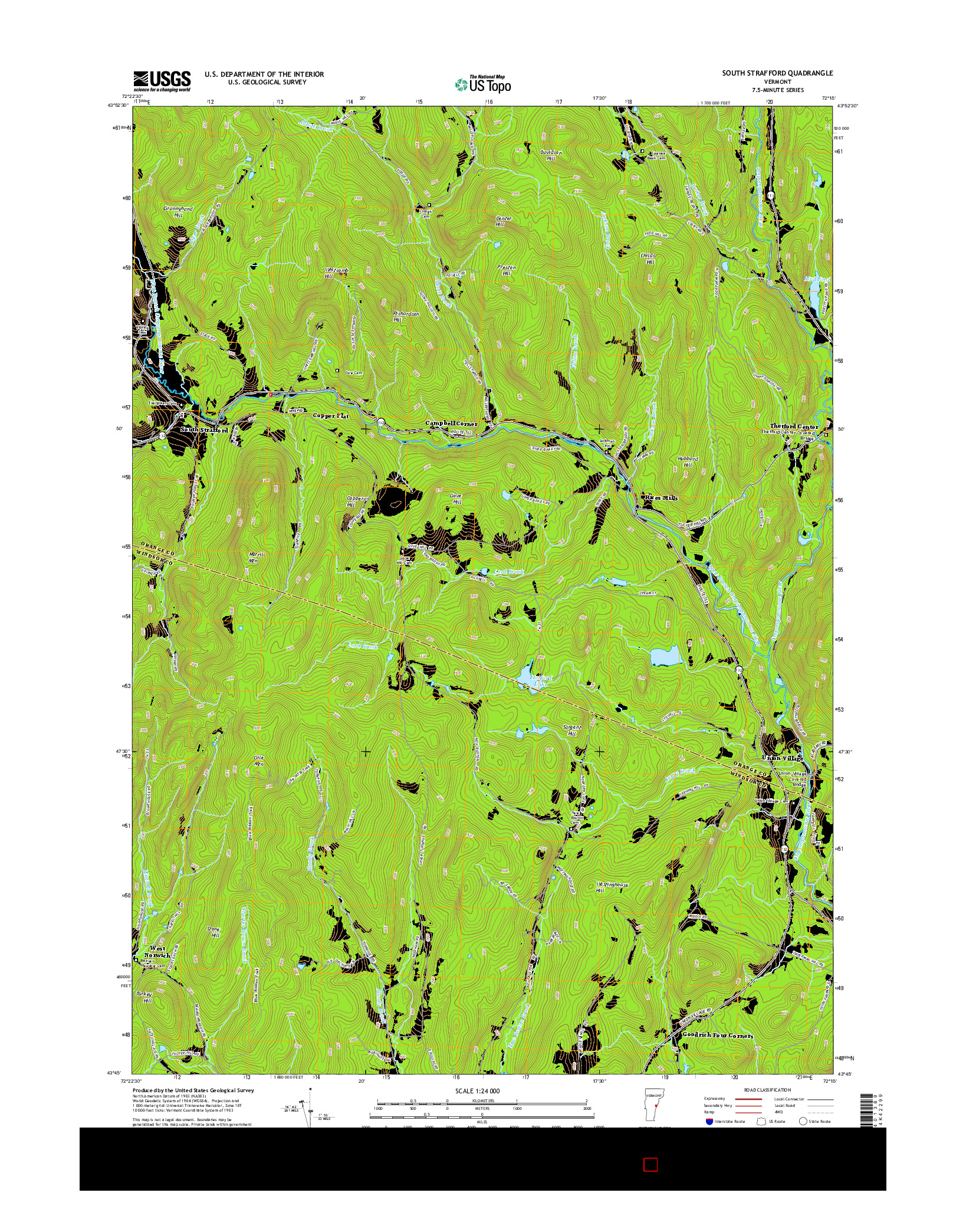 USGS US TOPO 7.5-MINUTE MAP FOR SOUTH STRAFFORD, VT 2015