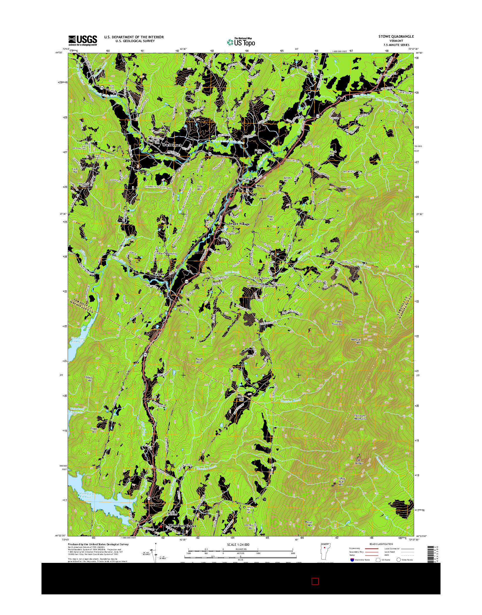 USGS US TOPO 7.5-MINUTE MAP FOR STOWE, VT 2015